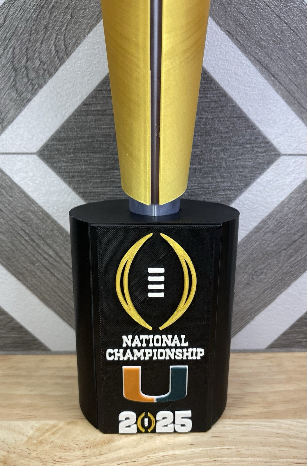 Miami Hurricanes 2025 Season 14-in Cfp National Championship Trophy 3-D Printed