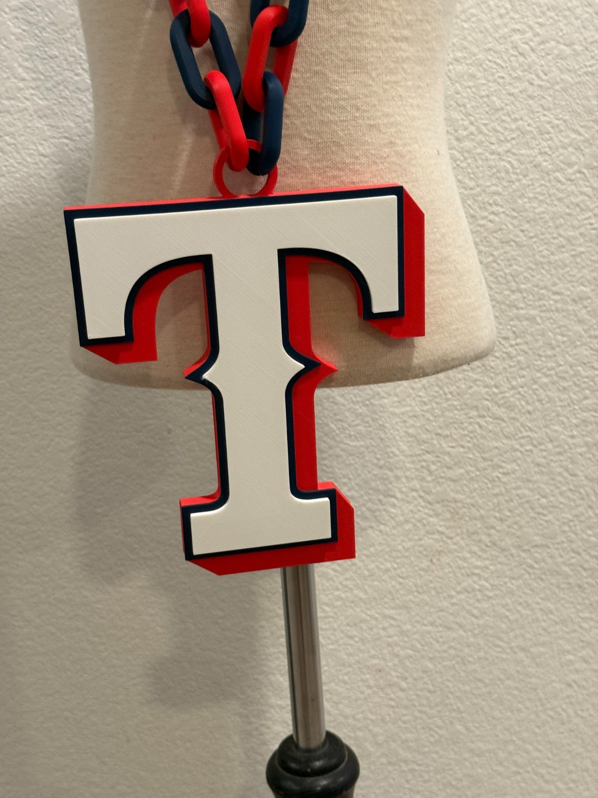 Texas Rangers Oversized Turnover Chain Necklace Pendant HandMade 3D Printed
