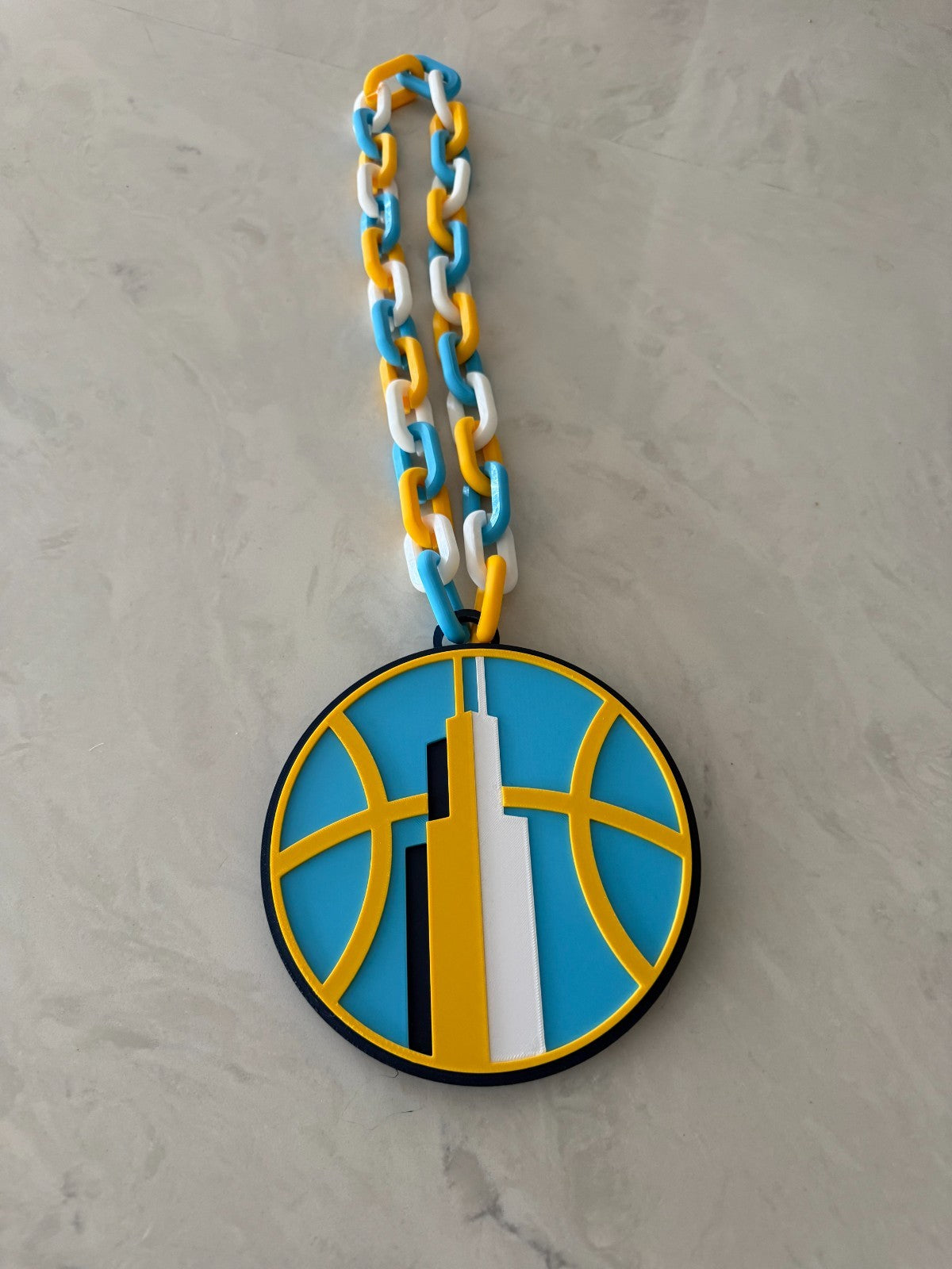 Chicago Sky Oversized Logo Necklace Hype Chain WNBA HandMade 3D Printed