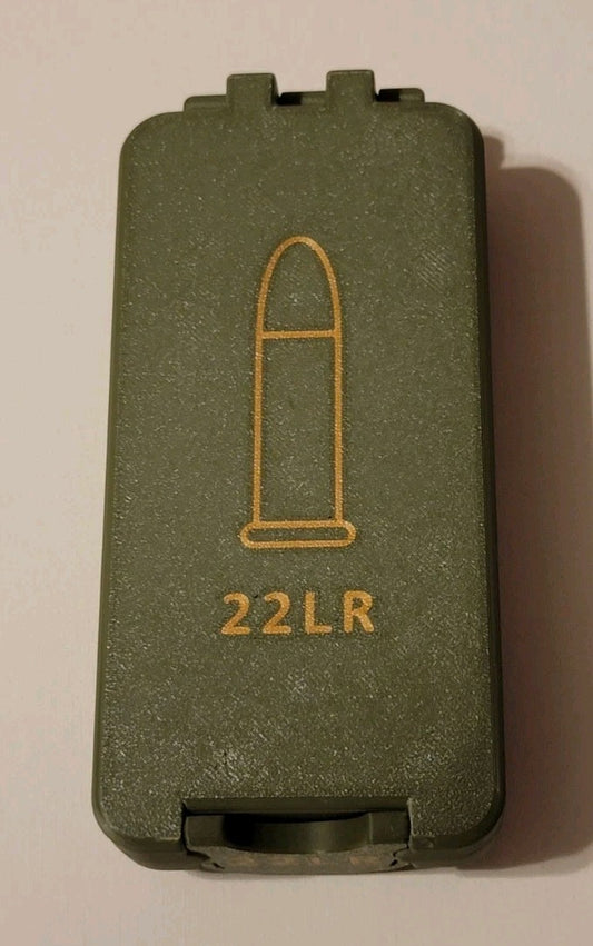 3D Printed 22LR Ammo Box Snap Lock 120 rd Storage Olive Green Gold Black Pla