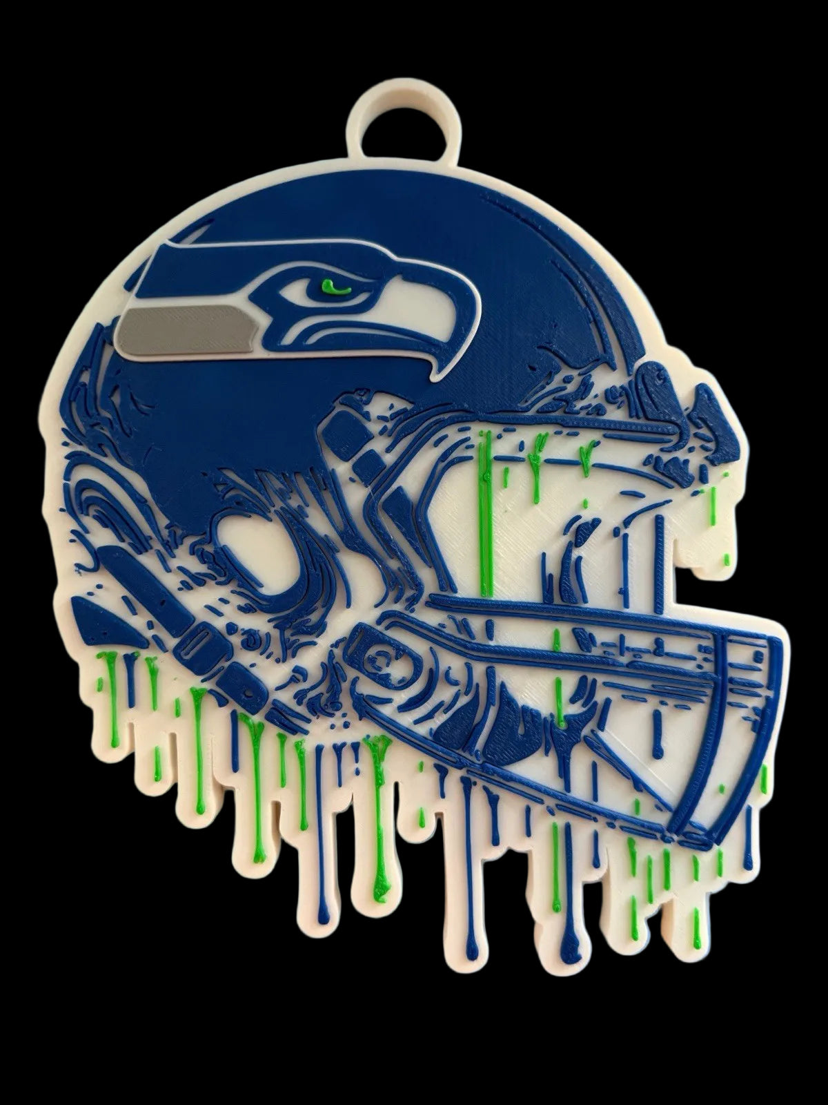 Seattle Seahawks Custom Helmet “Drip”Pendant with 42”Chain Link Chain3D printed