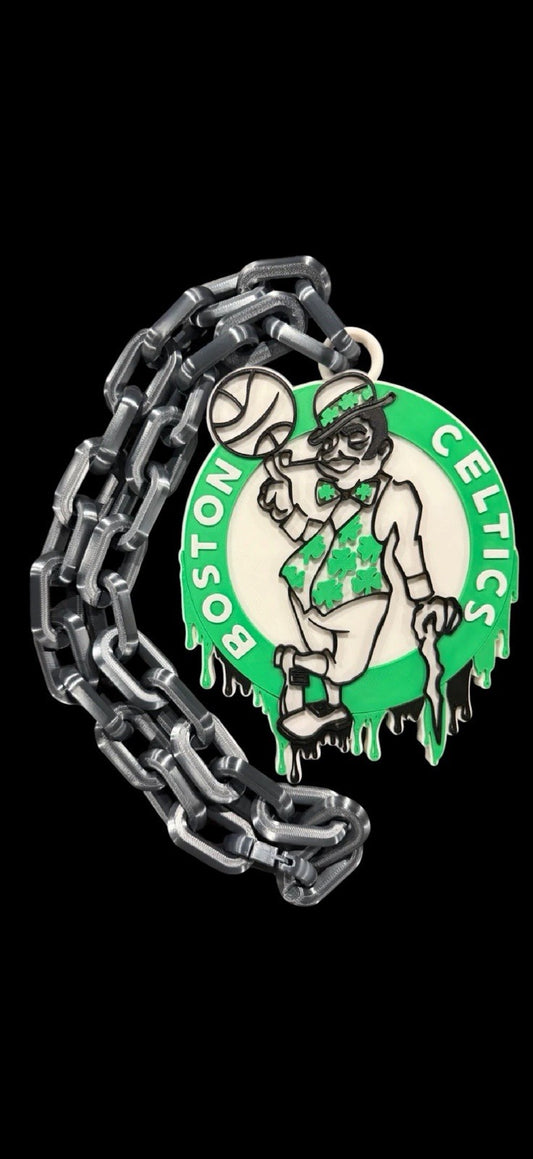 3D Printed Boston Celtics Leprechaun Logo Dripping Pendant