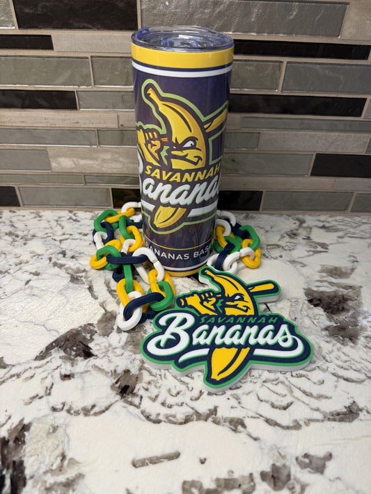 Savannah Bananas Turnover Chain & 20oz Tumbler | 5.5” Pendant | 36” Chain