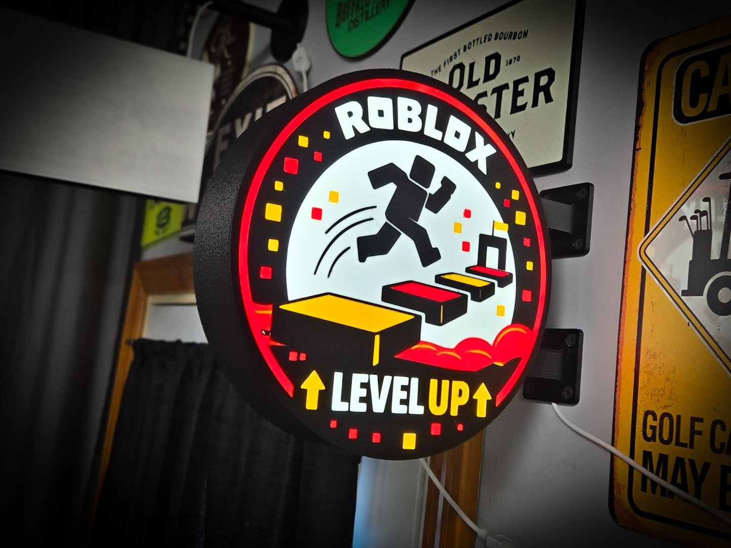 ROBLOX ~ LEVEL UP 12 Inch Light Box LED Sign 3D Printed Wall Decor Man Cave