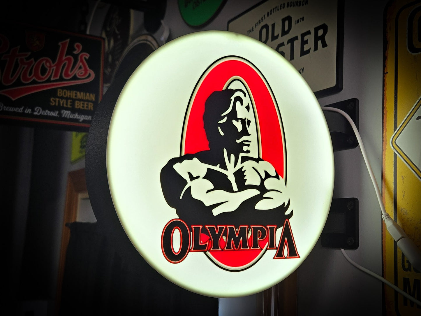 MR OLYMPIA GYM 12 Inch Light Box LED Sign 3D Printed Wall Decor Man Cave Garage