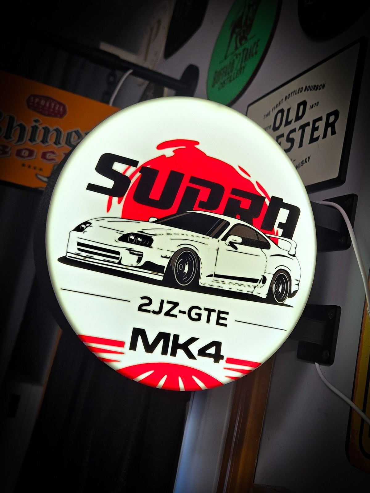 TOYOTA SUPRA MK4 12 Inch Light Box LED Sign 3D Printed Wall Decor Man Cave