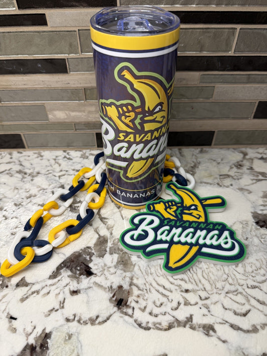 Savannah Bananas Turnover Chain & 20oz Tumbler | 5.5” Pendant | 36” Chain