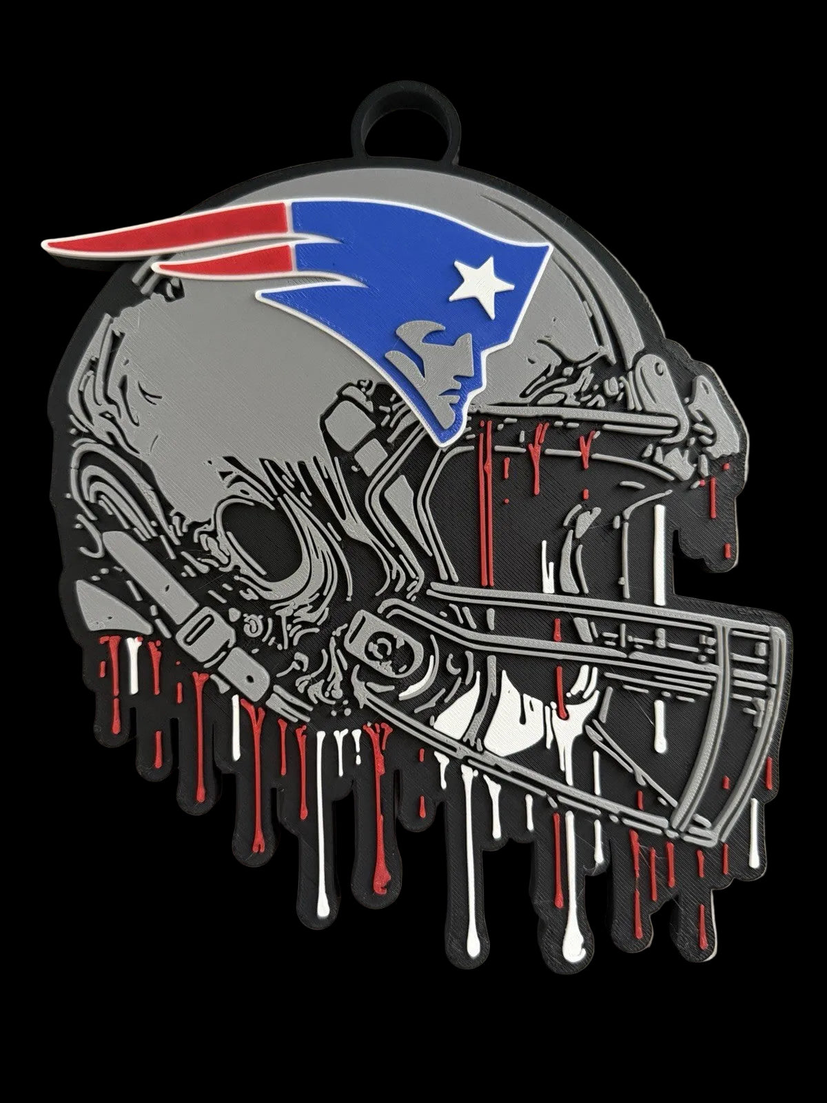 Patriots Custom Team Helmet “Drip” Pendant – 42” Chain Link Necklace 3D printed