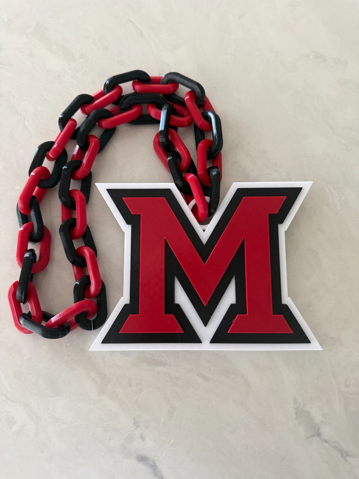 Miami (OH) RedHawks Logo Oversized Necklace Pendant Chain Gameday Or Tailgate