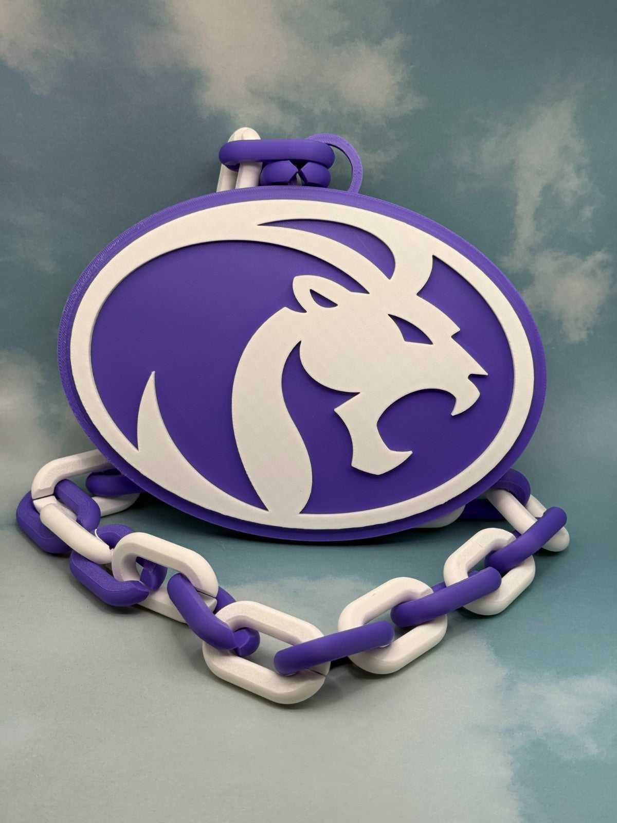 UNA Lions Oversized Necklace Hype Chain NCAA Fan Big Logo Purple Gold