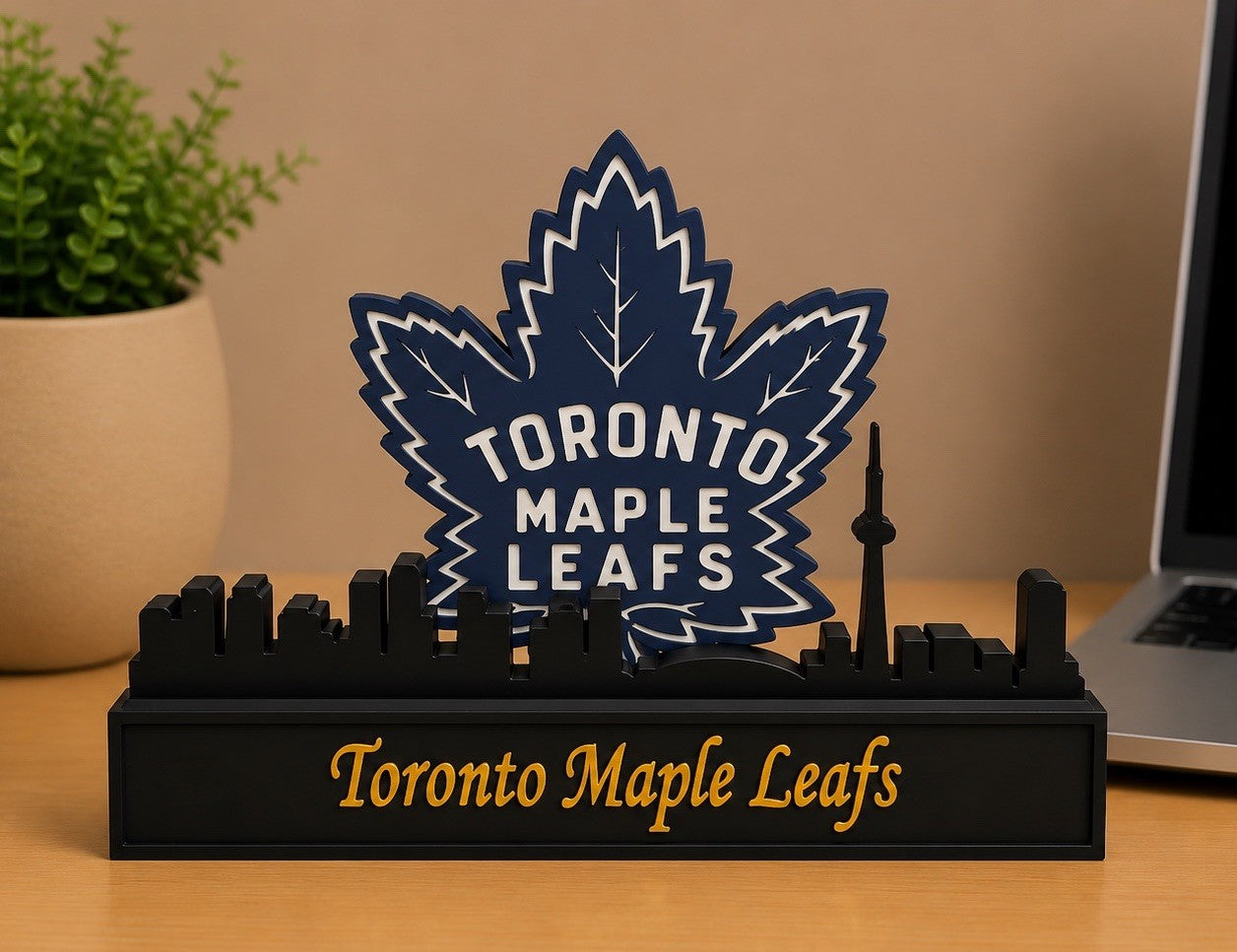 Toronto Maple Leafs 9” Skyline Hockey Office Desk Decor Sign Man Cave Gift