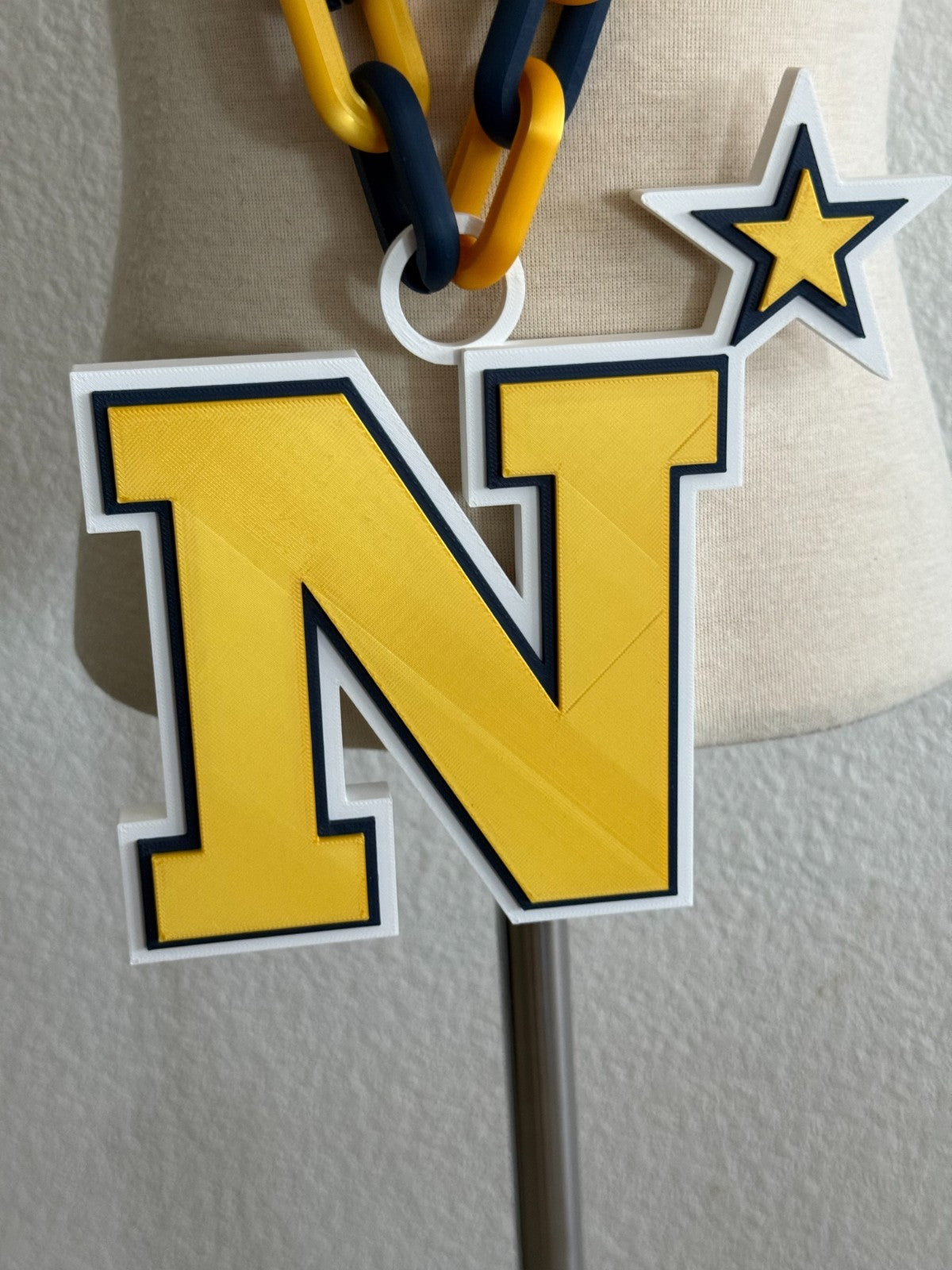 Navy Midshipmen Logo Necklace Oversized Turnover Chain HandMade 3D Printed
