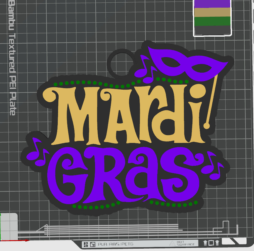 Mardi Gras 3D printed Hype Chain with 26 Links Per Chain
