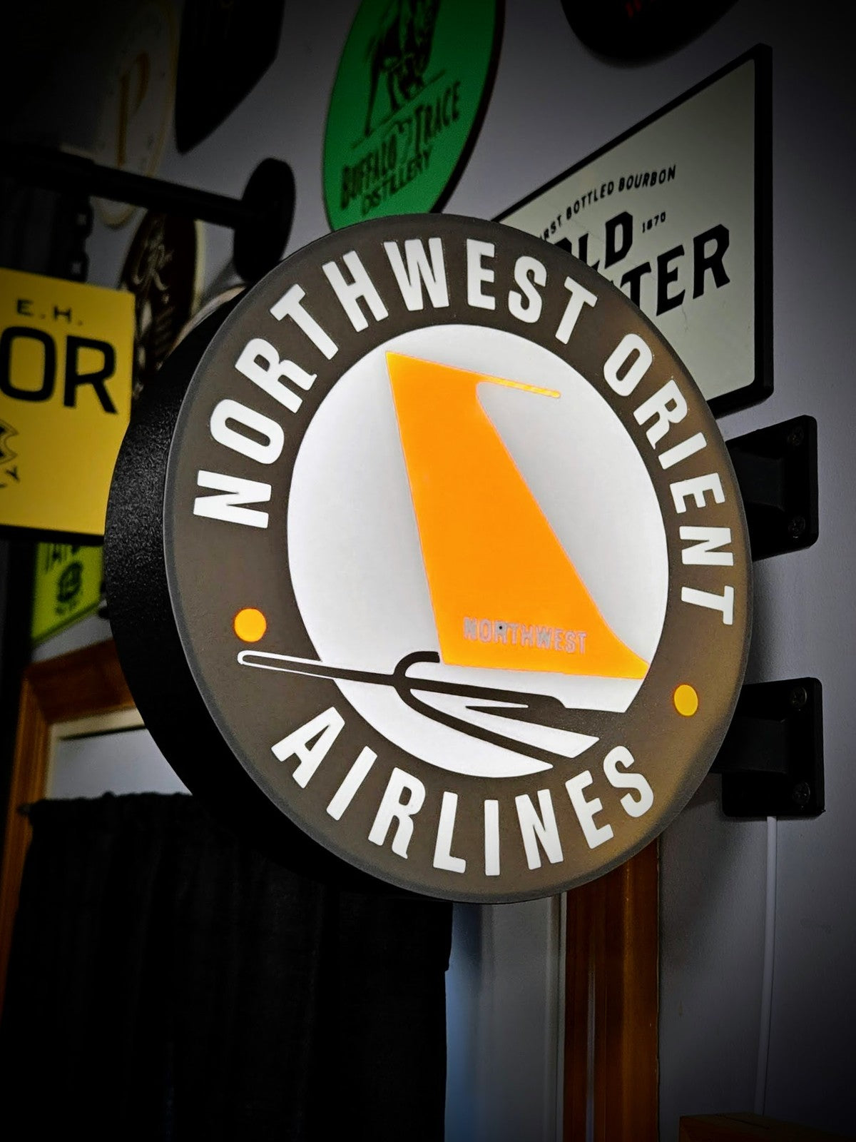 NORTHWEST ORIENT AIRLINES 12 Inch Light Box LED Sign 3D Printed Wall Decor