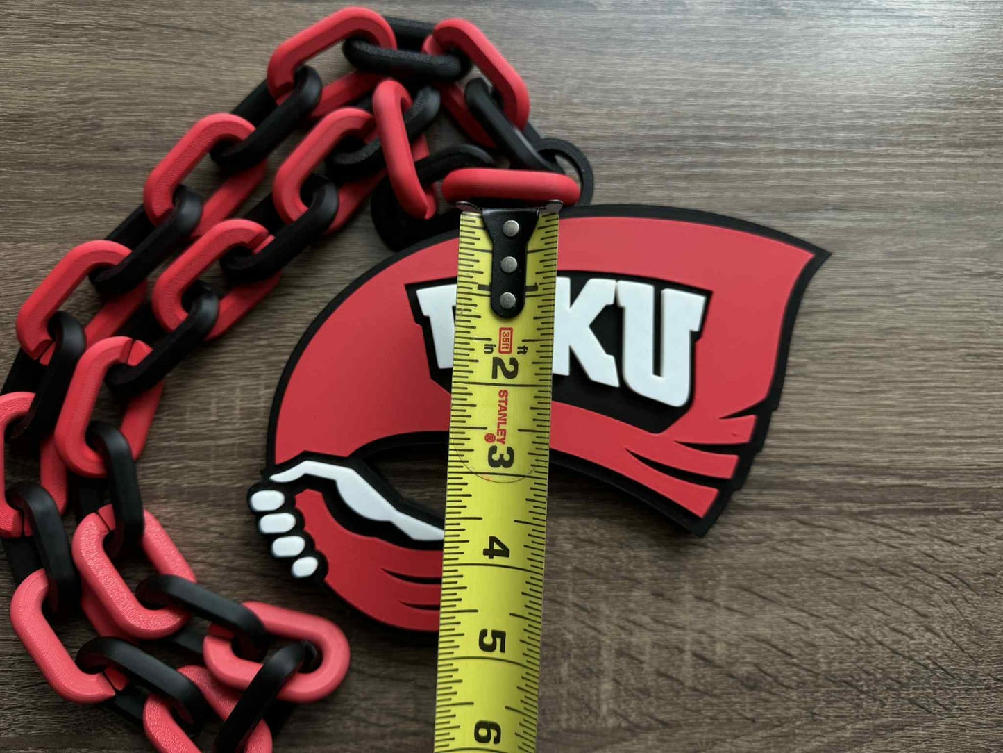 Western Kentucky Hilltoppers Logo Oversized Necklace, Pendant Chain