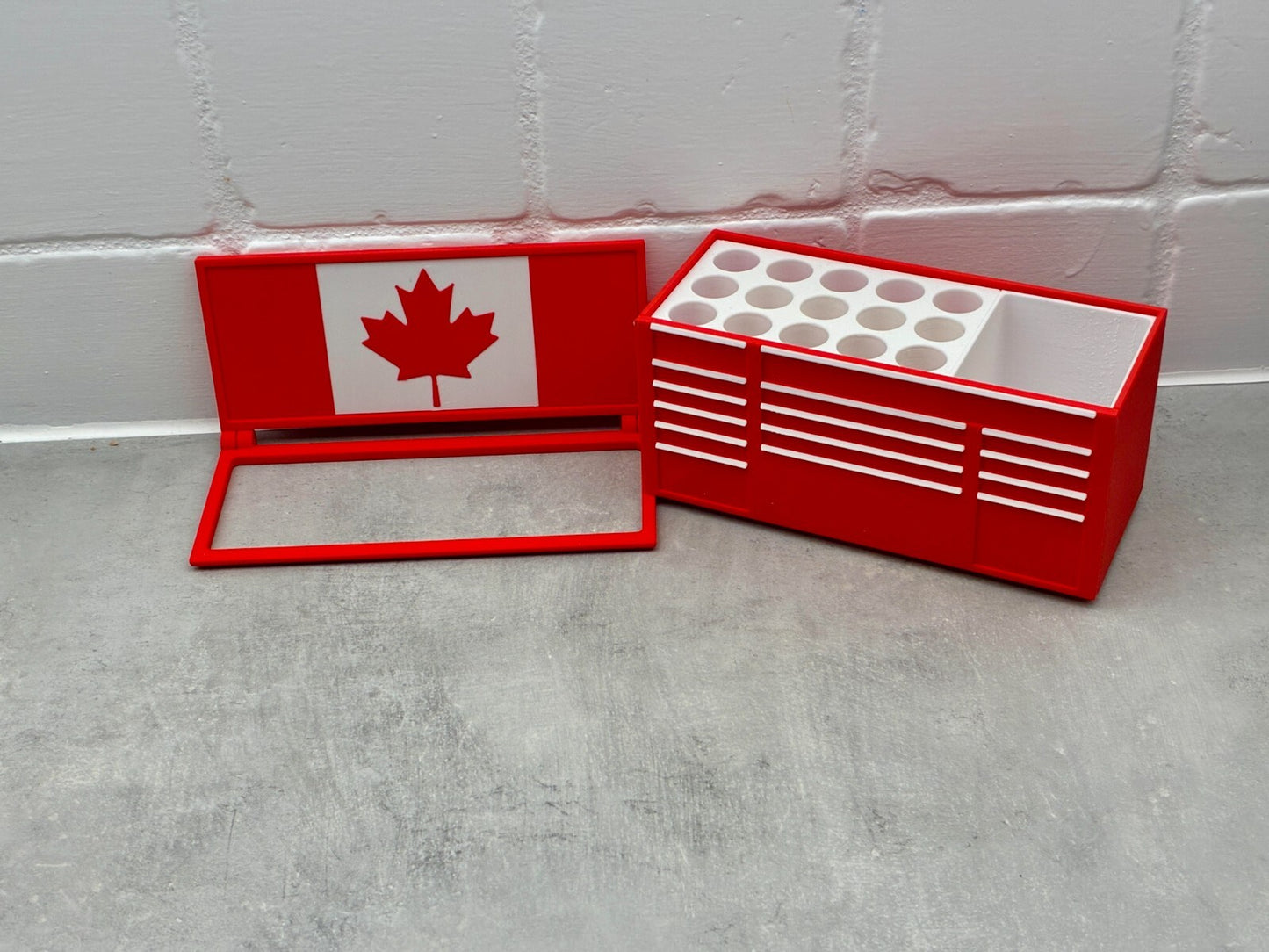 Mini Toolbox Pen Holder | Desk Organizer with Canadian Flag |