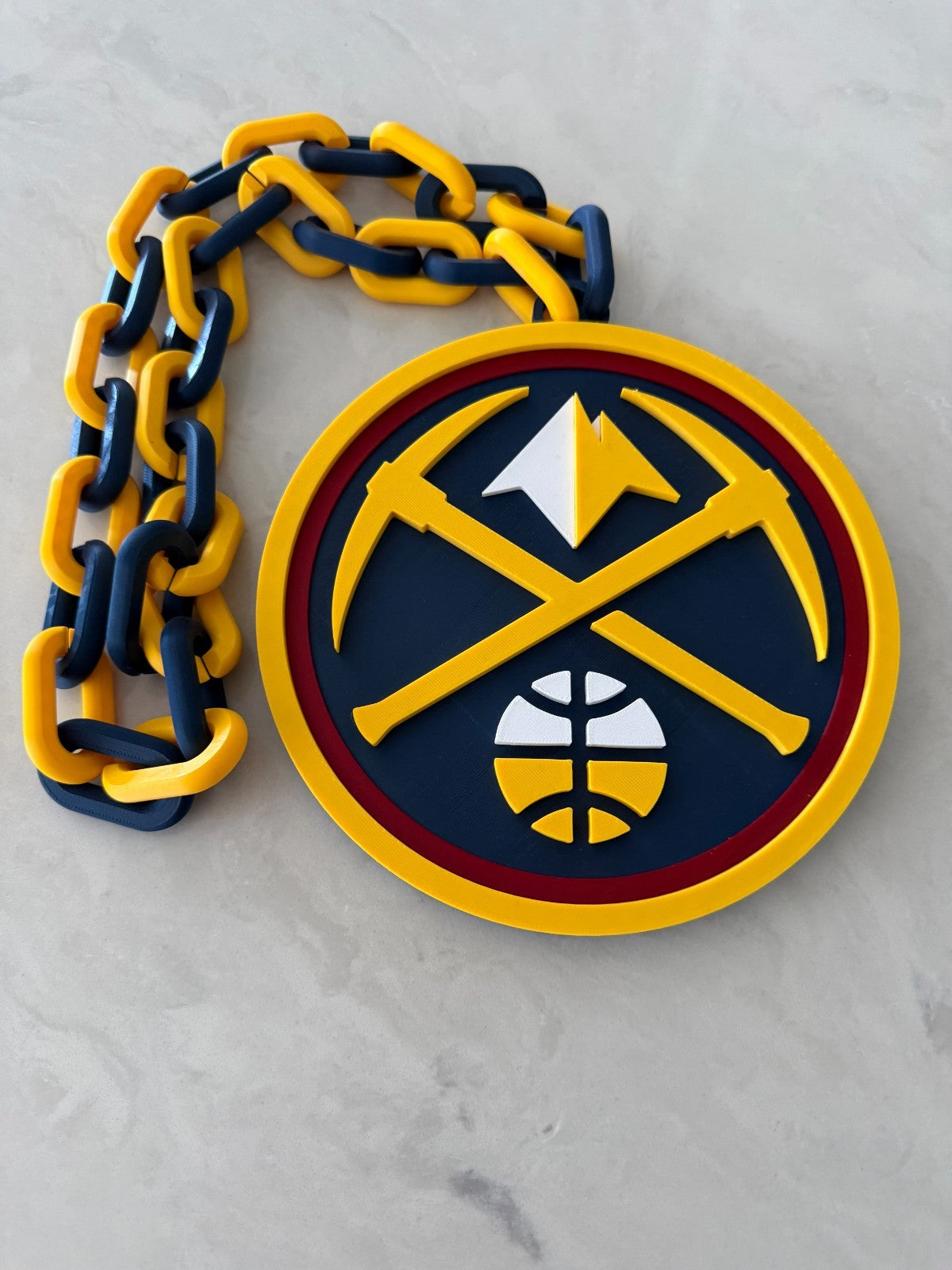 Denver Nuggets Oversized Logo Necklace Turnover Chain Handmade 3D Printed