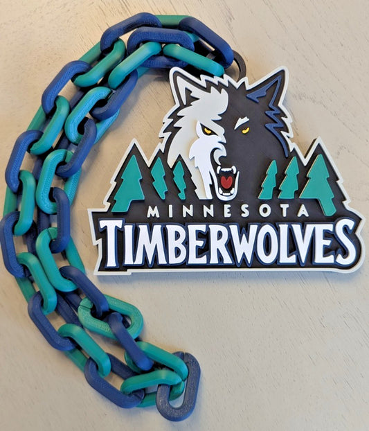 Minnesota Timberwolves Retro V2 Over-Sized Necklace Logo Pendant Hype Chain