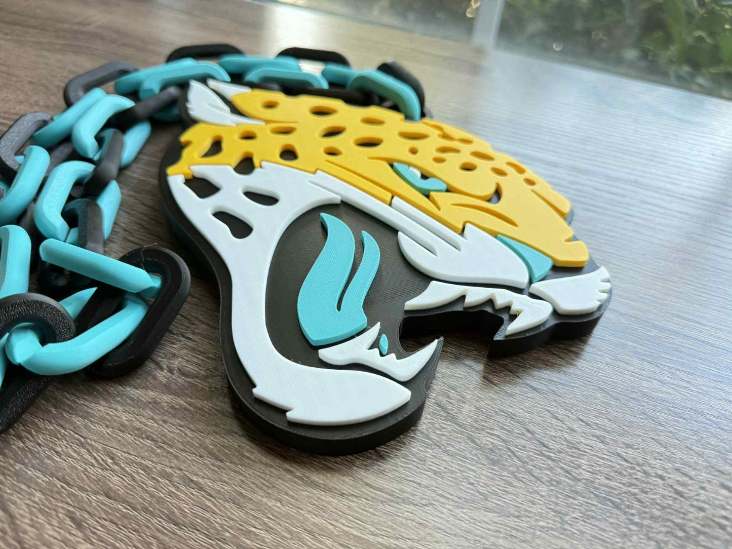Jacksonville Jaguars Logo Oversized Necklace, Pendant Chain [Made To Order]