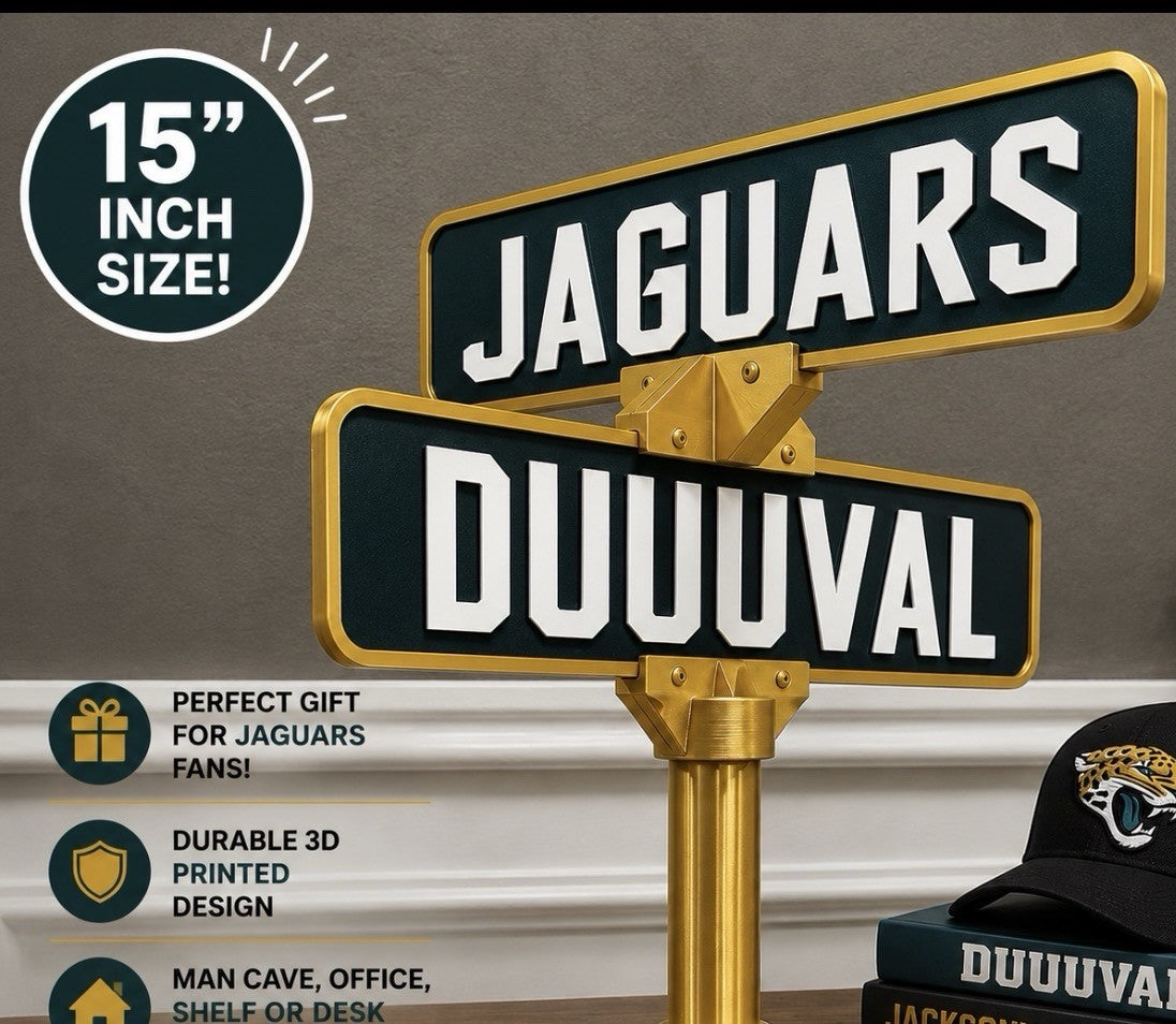 Jacksonville Jaguars Duval Street Sign Office Decor Man Cave Shelf Display Gift