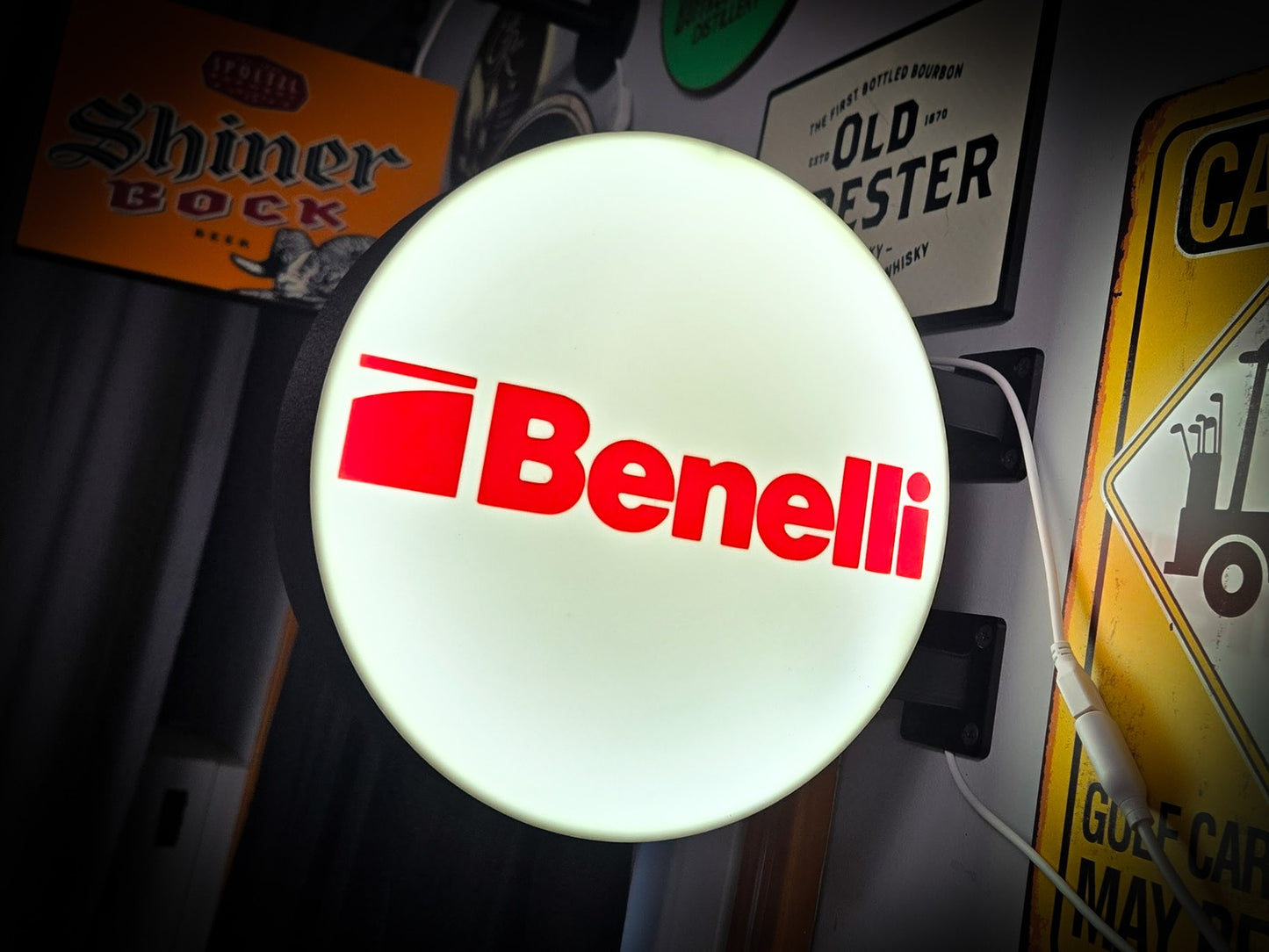 BENELLI 12 Inch Light Box LED Sign 3D Printed Wall Decor Man Cave Garage