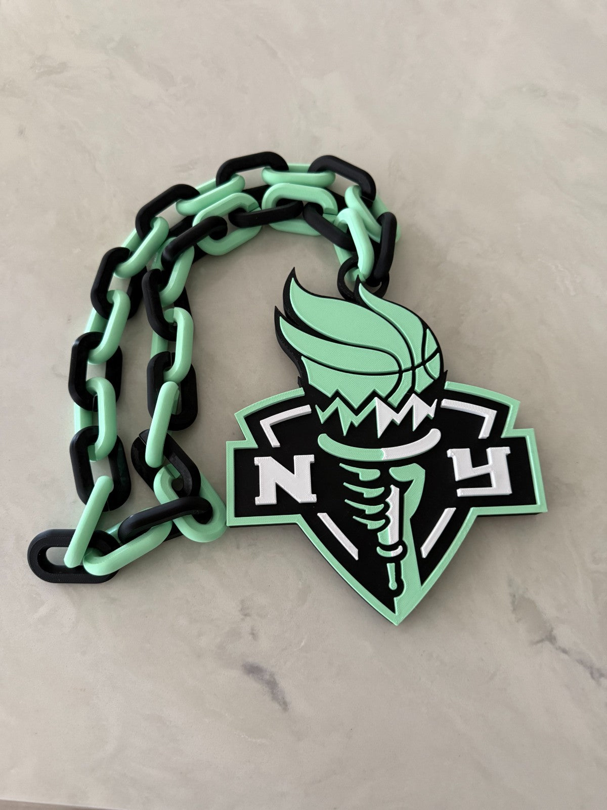 New York Liberty Oversized Necklace Hype Turnover Chain WNBA HandMade 3D Printed
