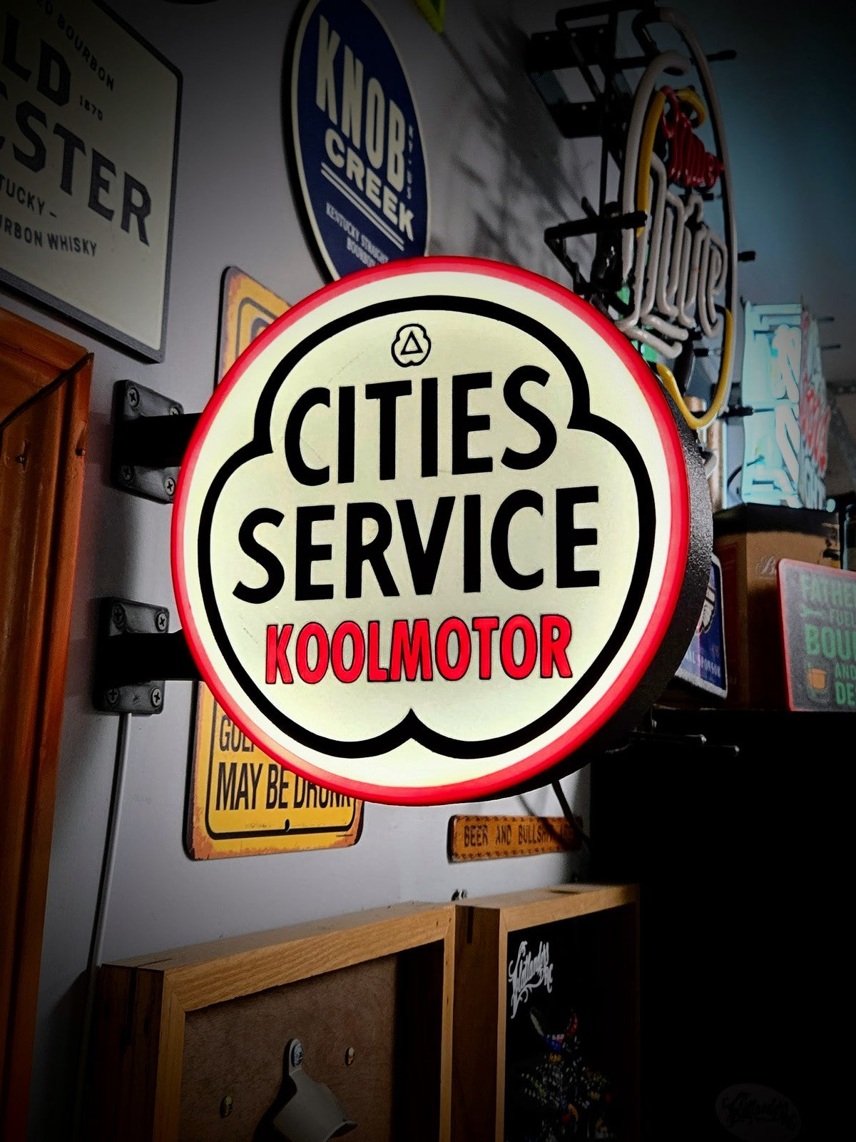 CITIES SERVICE 12 Inch Light Box LED Sign 3D Printed Wall Decor Man Cave Garage