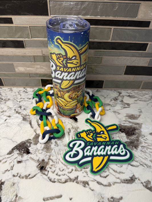 Savannah Bananas Turnover Chain & 20oz Tumbler | 5.5” Pendant | 36” Chain