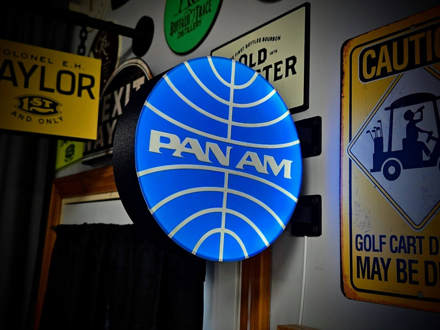 PAN-AM 12 Inch Light Box LED Sign 3D Printed Wall Decor Man Cave Garage