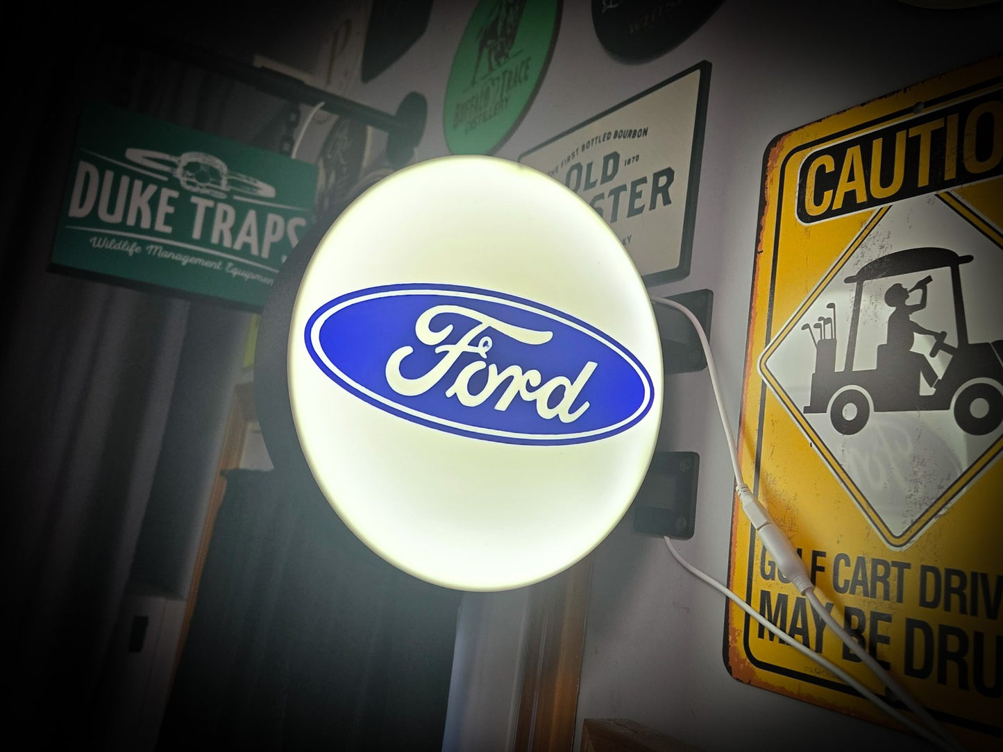 FORD Oval 12 Inch Light Box LED Sign 3D Printed Wall Decor Man Cave Garage