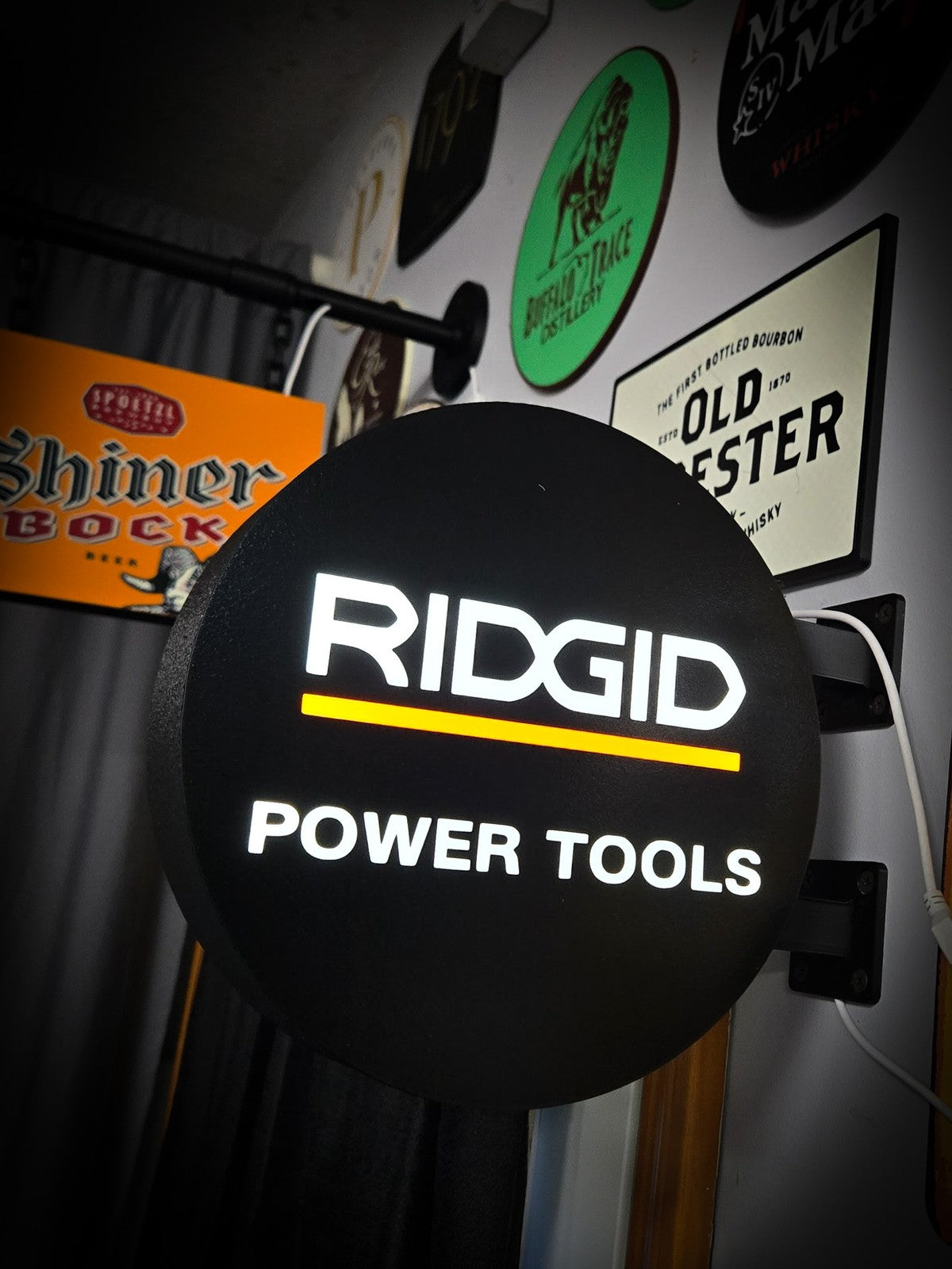 RIDGID Power Tools 12 Inch Light Box LED Sign 3D Printed Wall Decor Man Cave