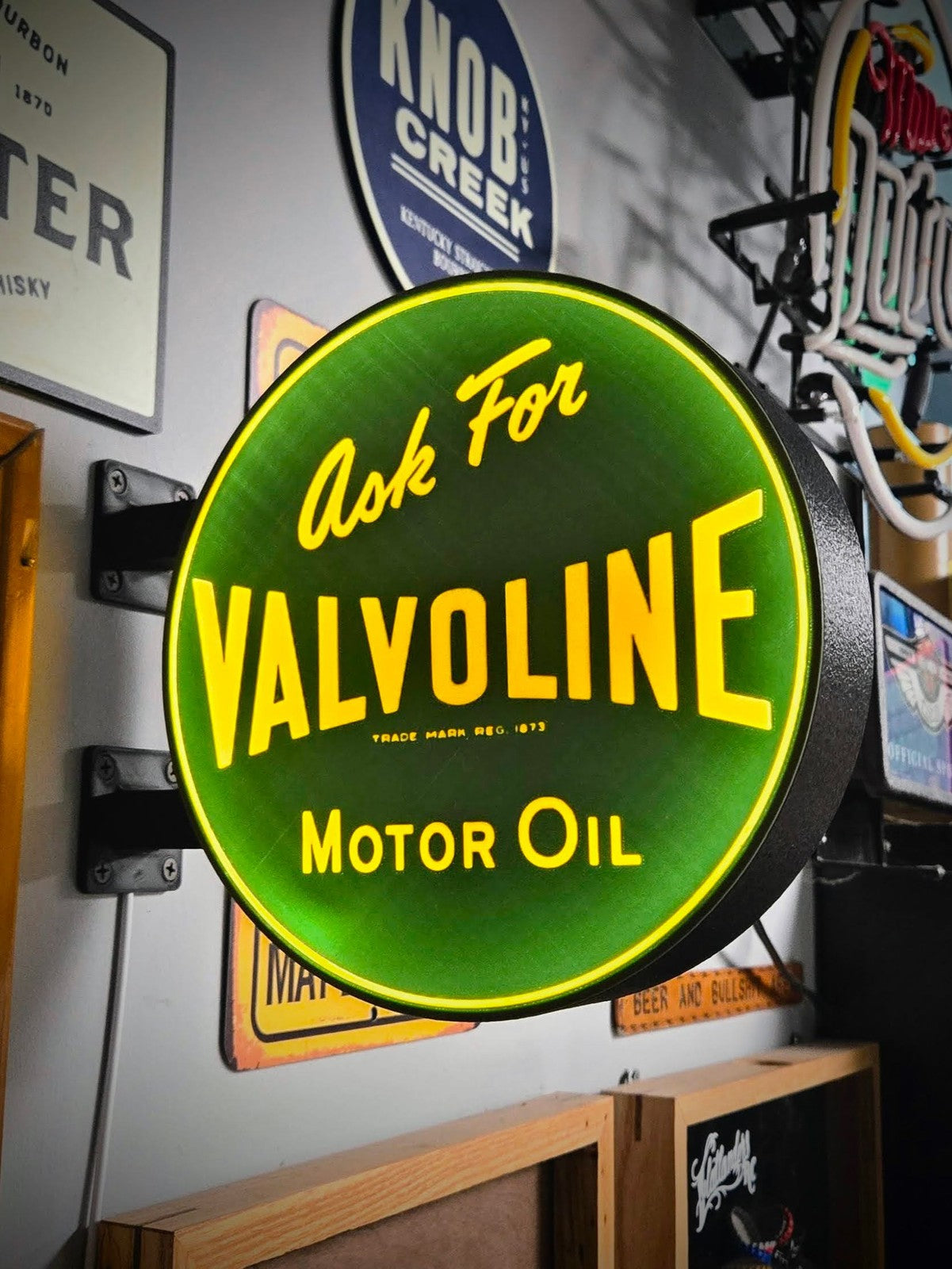 VALVOLINE OIL 12 Inch Light Box LED Sign 3D Printed Wall Decor Man Cave Garage