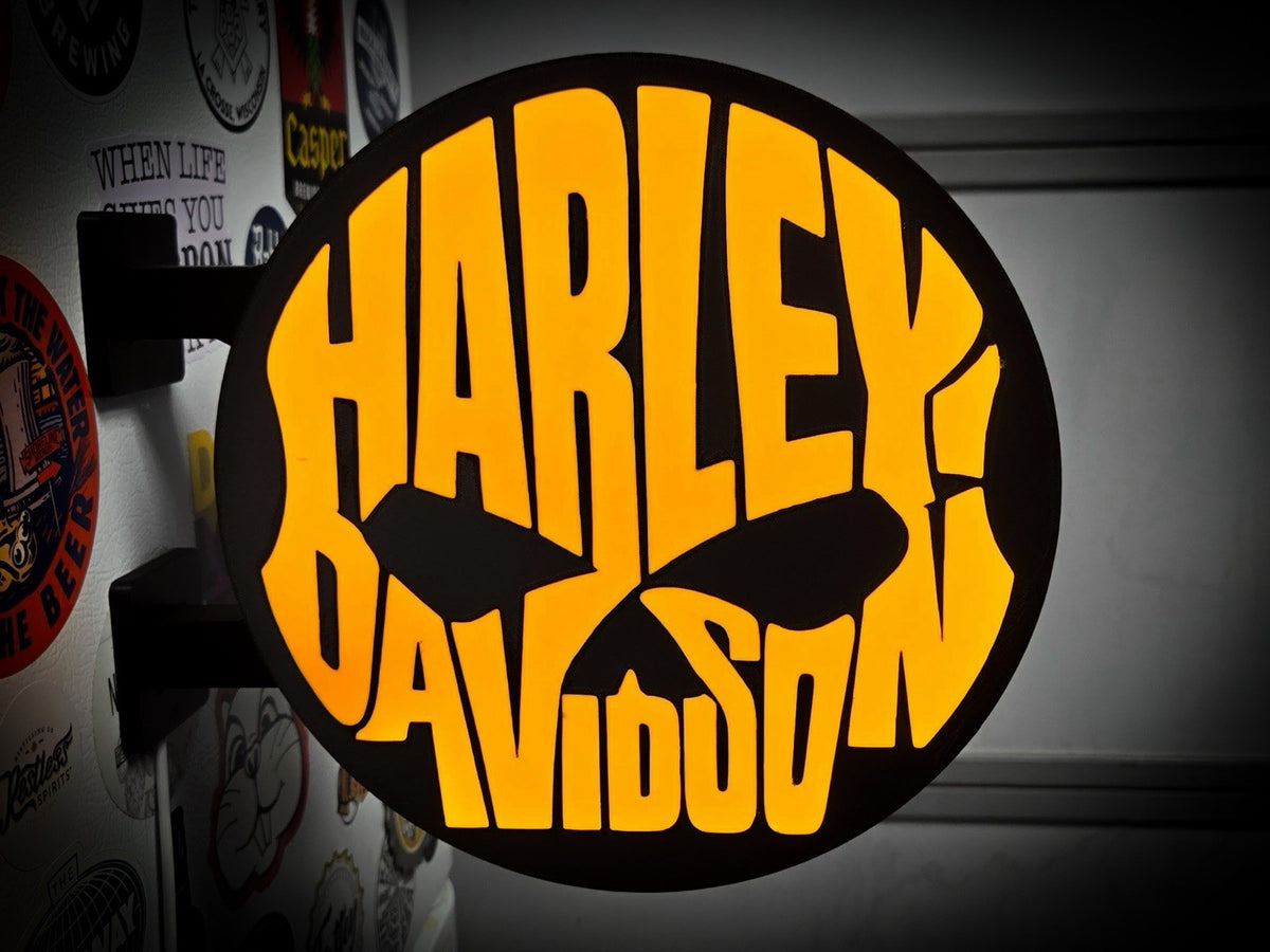Harley-Davidson 13" Round LED Light Box | Motorcycle Garage Wall Decor RGB USB