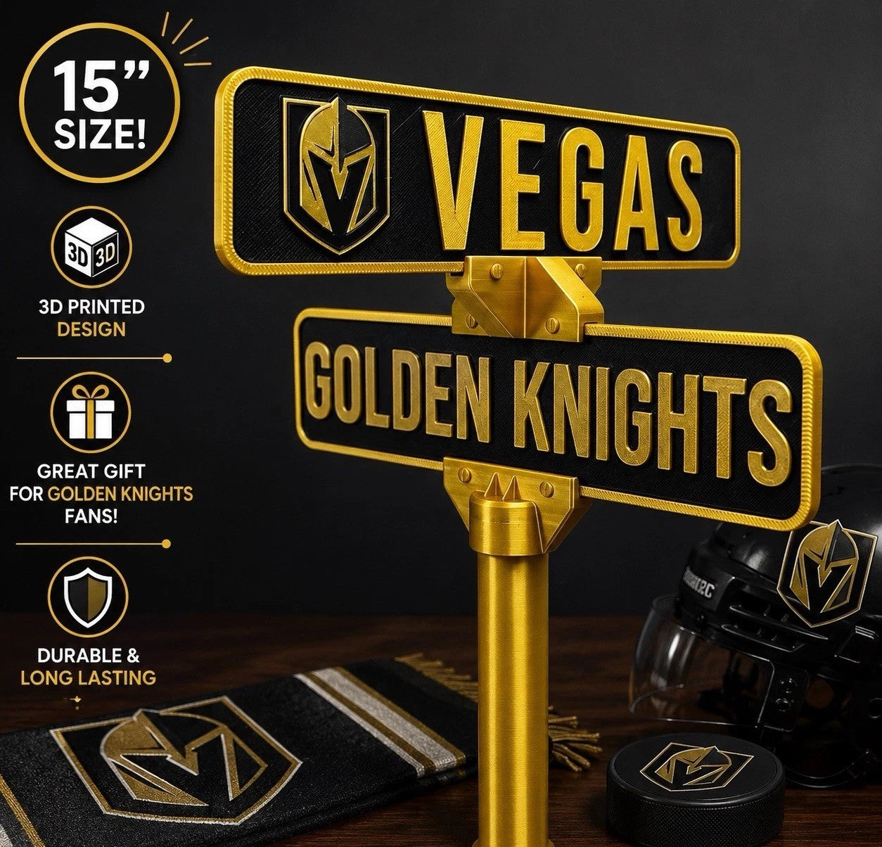Vegas Golden Knights Street Sign Office Man Cave Sports Memorabilia Shelf Decor