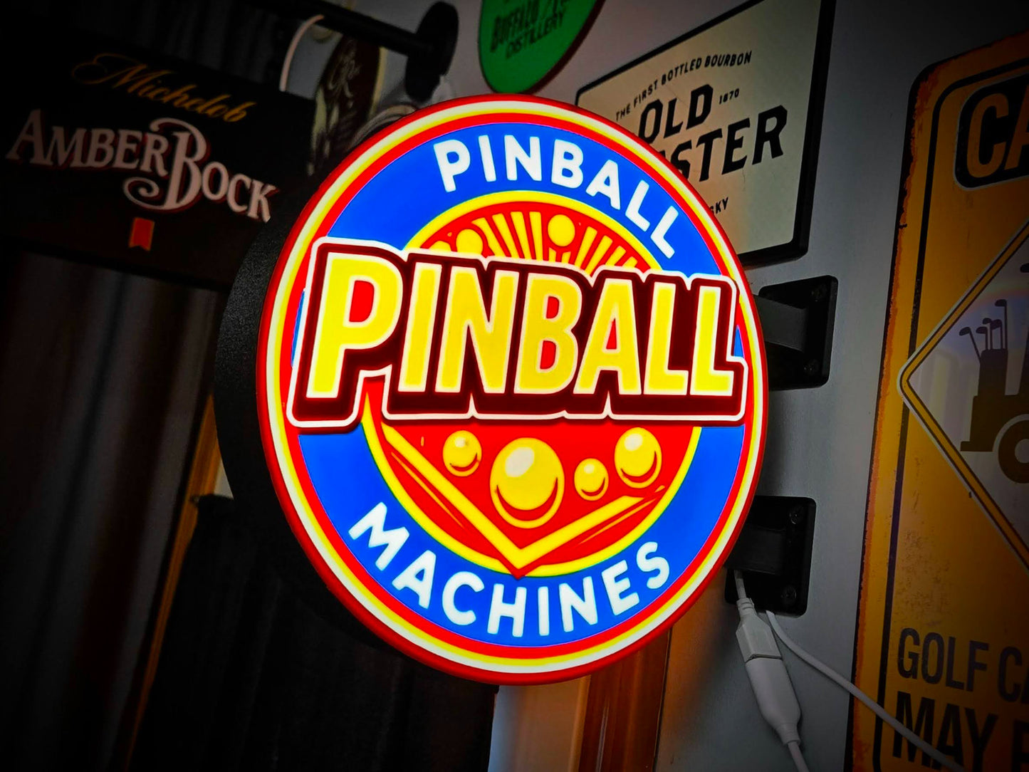PINBALL MACHINES 12 Inch Light Box LED Sign 3D Printed Wall Decor Man Cave