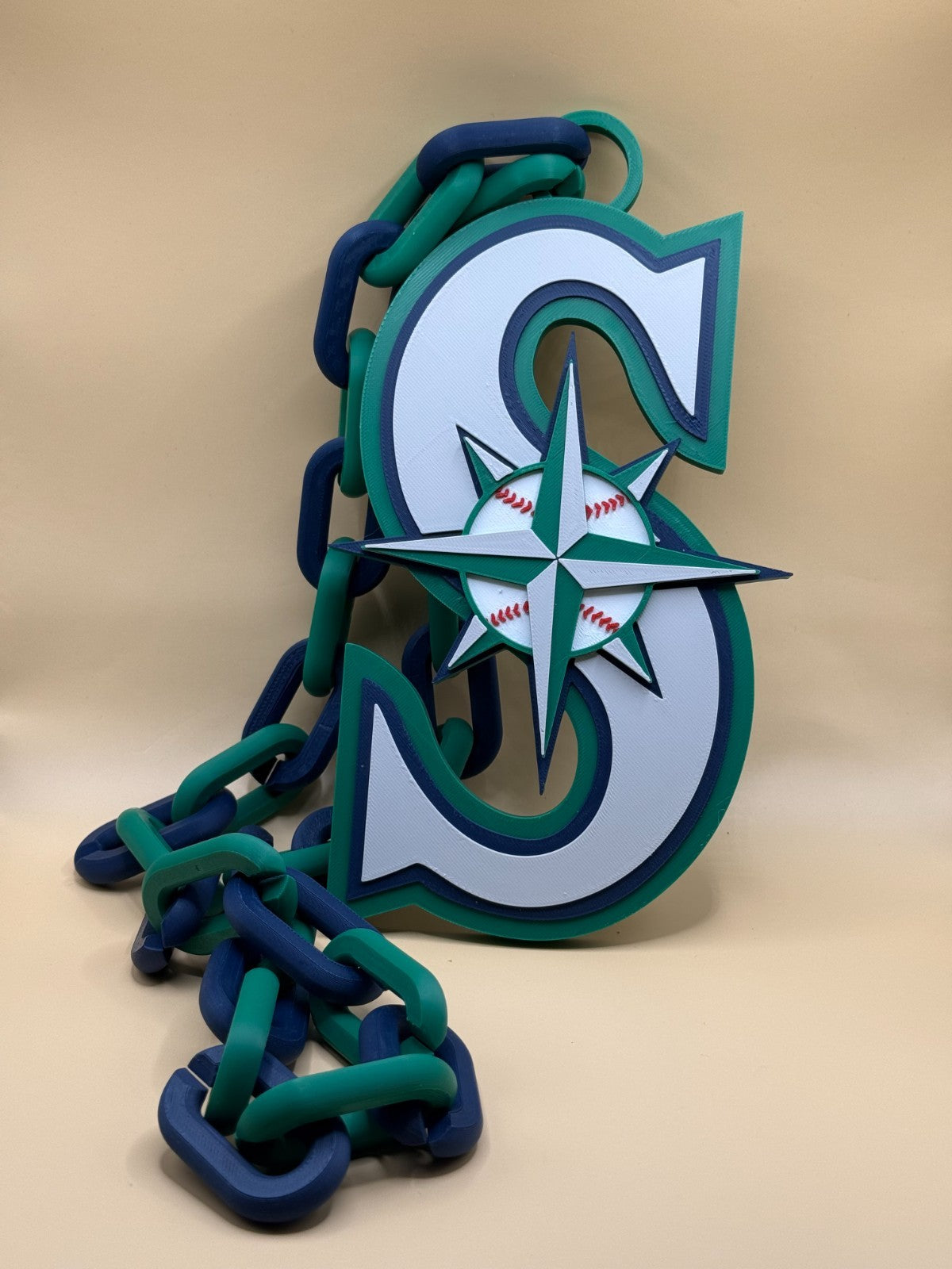 Seattle Mariners Oversized Turnover Chain Necklace, Pendant Handmade 3D Printed