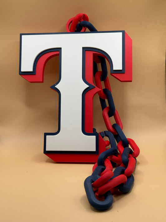 Texas Rangers Oversized Turnover Chain Necklace Pendant HandMade 3D Printed