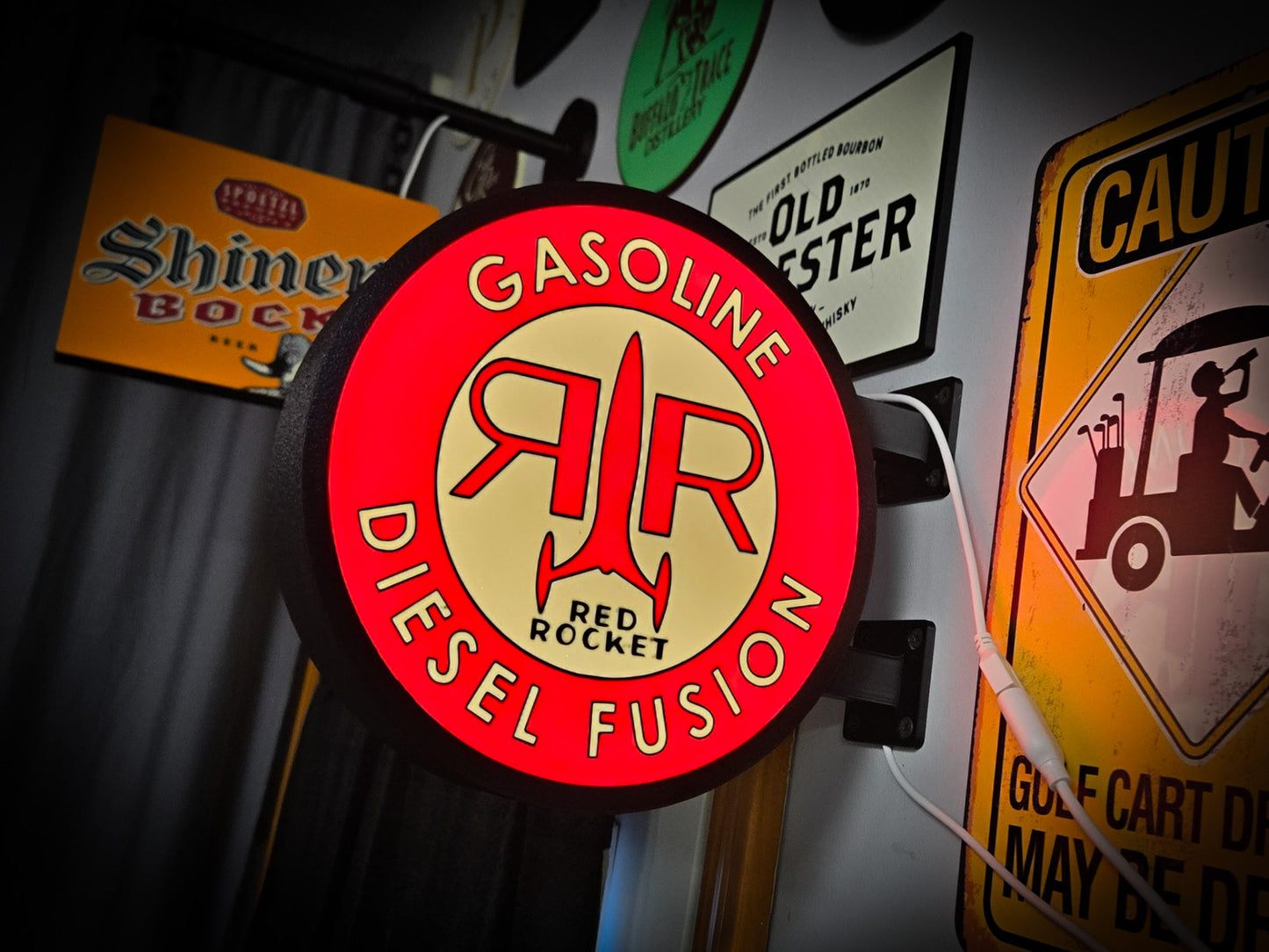 RED ROCKET (Fallout Inspired) 12 Inch Light Box LED Sign 3D Printed Wall Decor