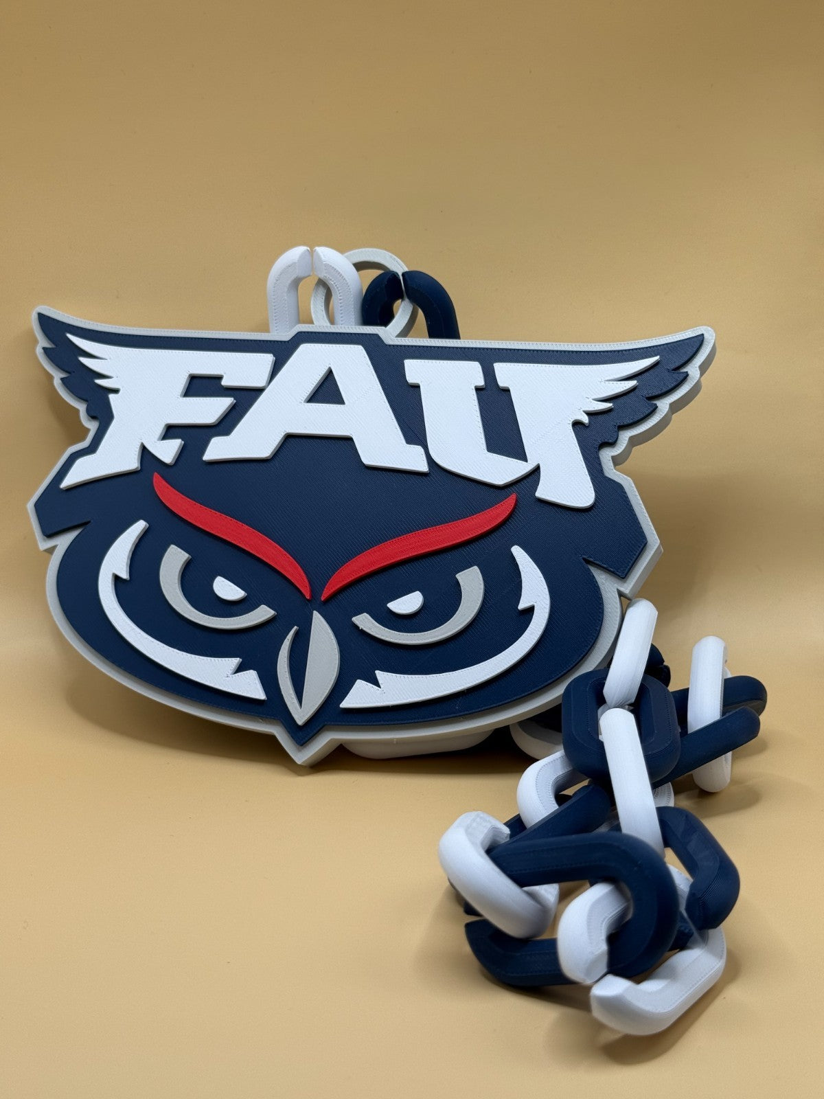 Florida Atlantic Owls Logo Necklace Oversized Turnover Chain HandMade 3D Printed