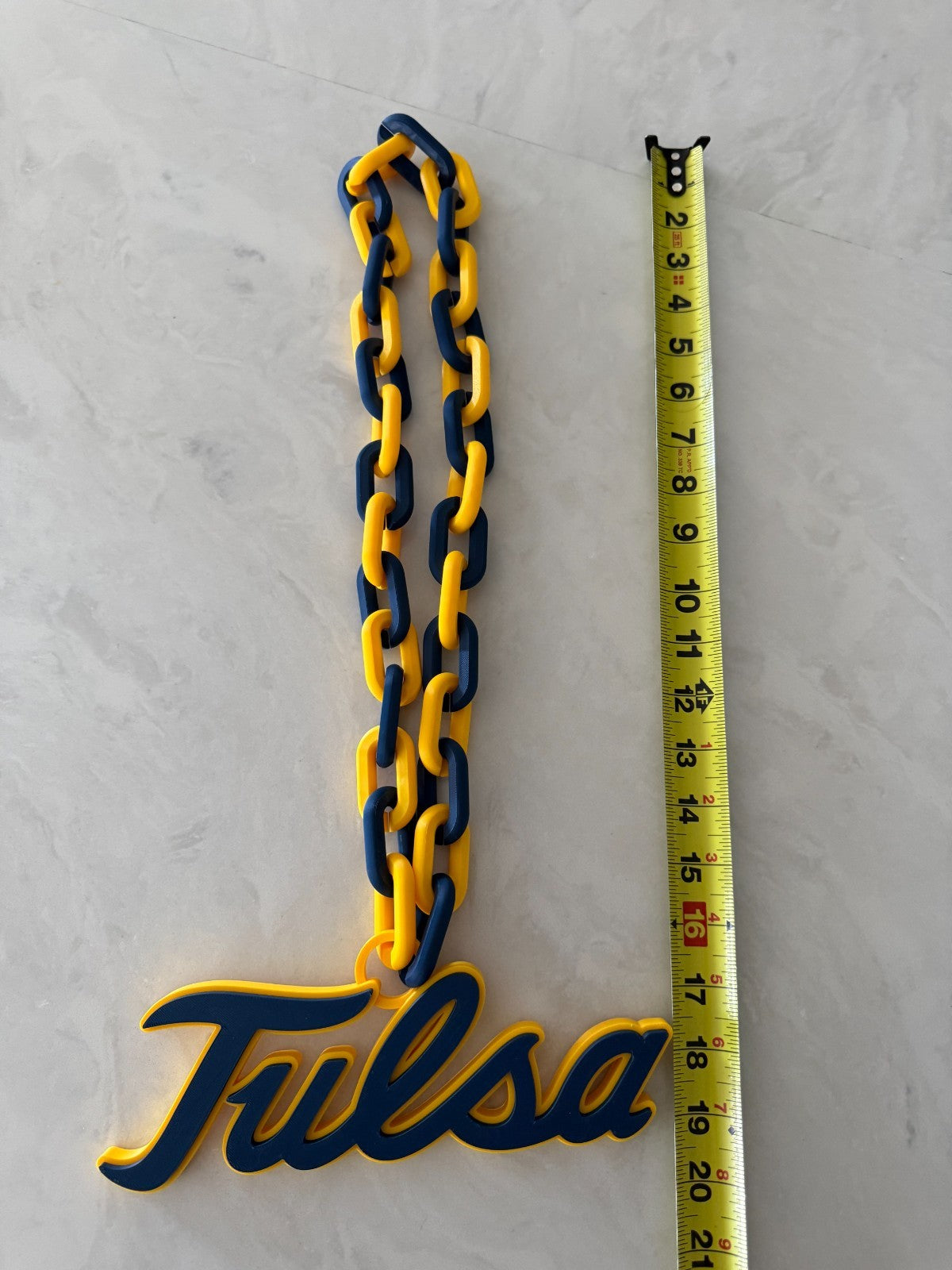 Tulsa Golden Hurricane Oversized Necklace Turnover Chain HandMade 3D Printed