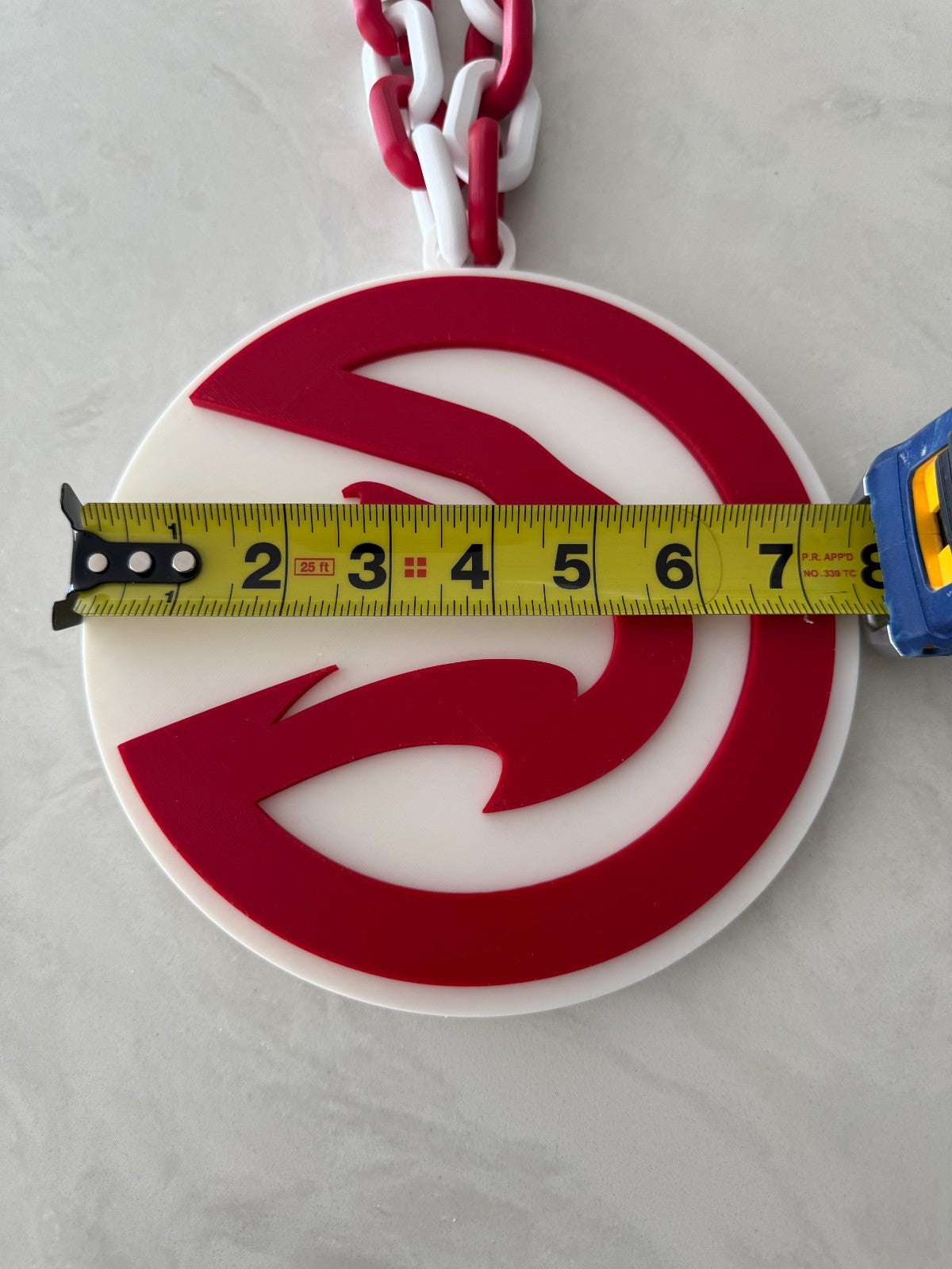 Atlanta Hawks 3D Printed Big Logo Chain - Basketball Game Day Gear - Red & White