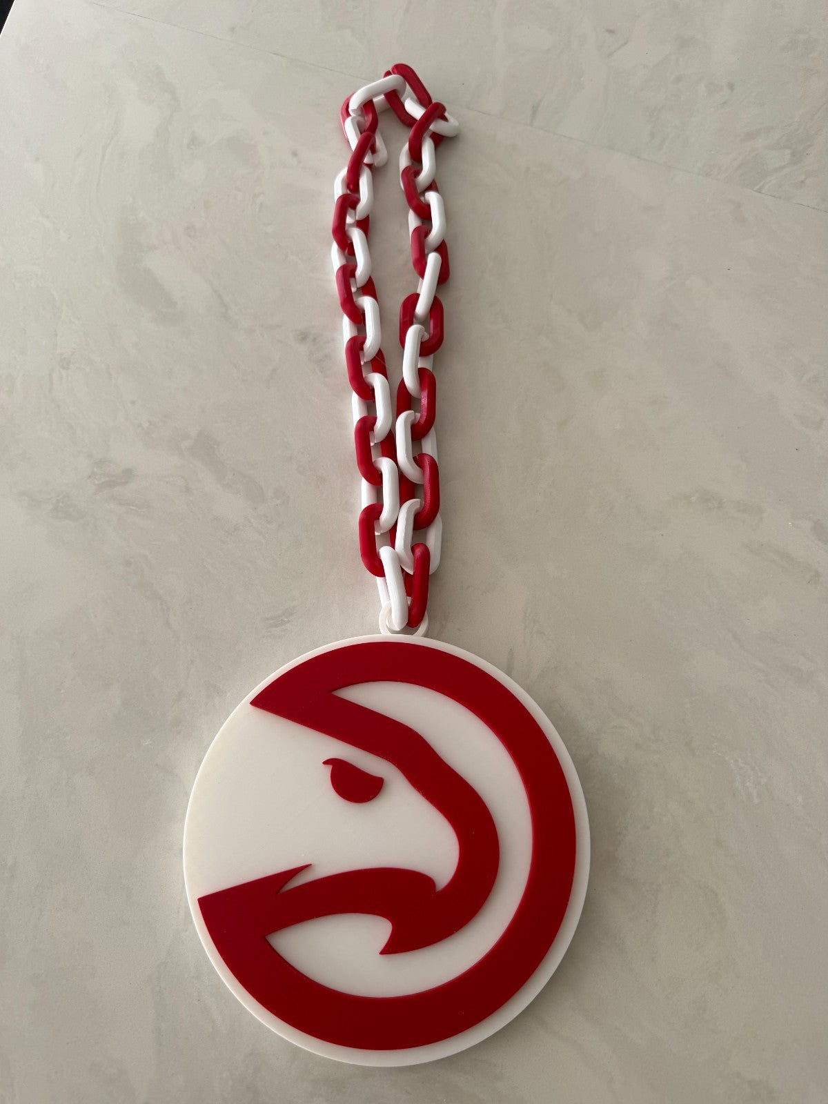 Atlanta Hawks 3D Printed Big Logo Chain - Basketball Game Day Gear - Red & White
