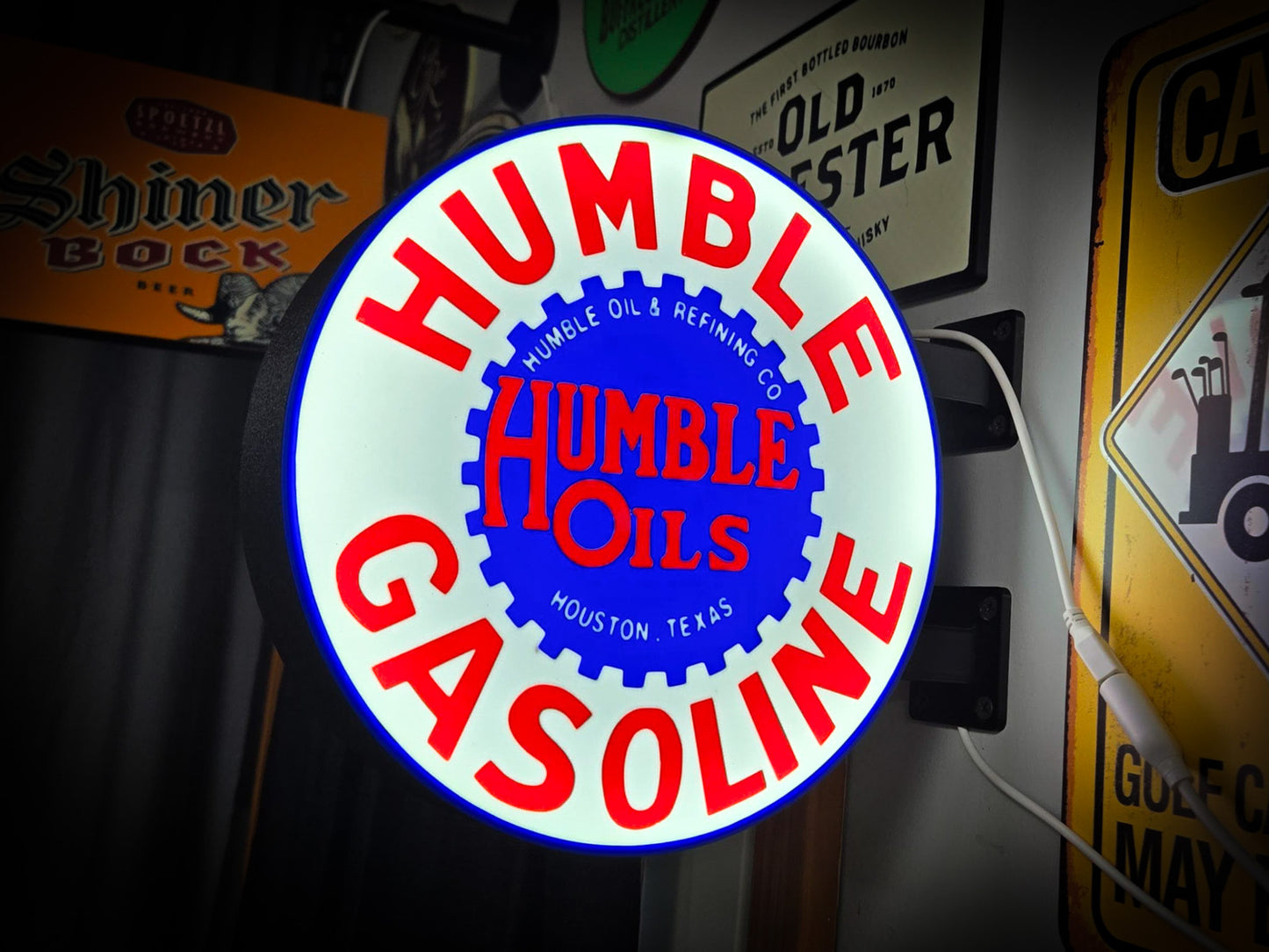 HUMBLE GASOLINE 12 Inch Light Box LED Sign 3D Printed Wall Decor Man Cave Garage
