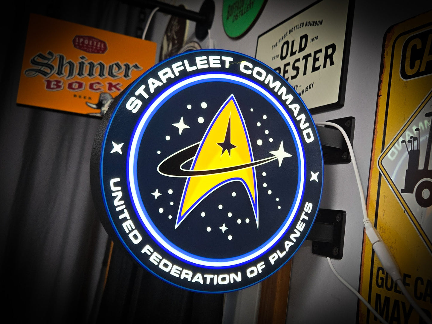 STARFLEET COMMAND 12 Inch Light Box LED Sign 3D Printed Wall Decor Man Cave