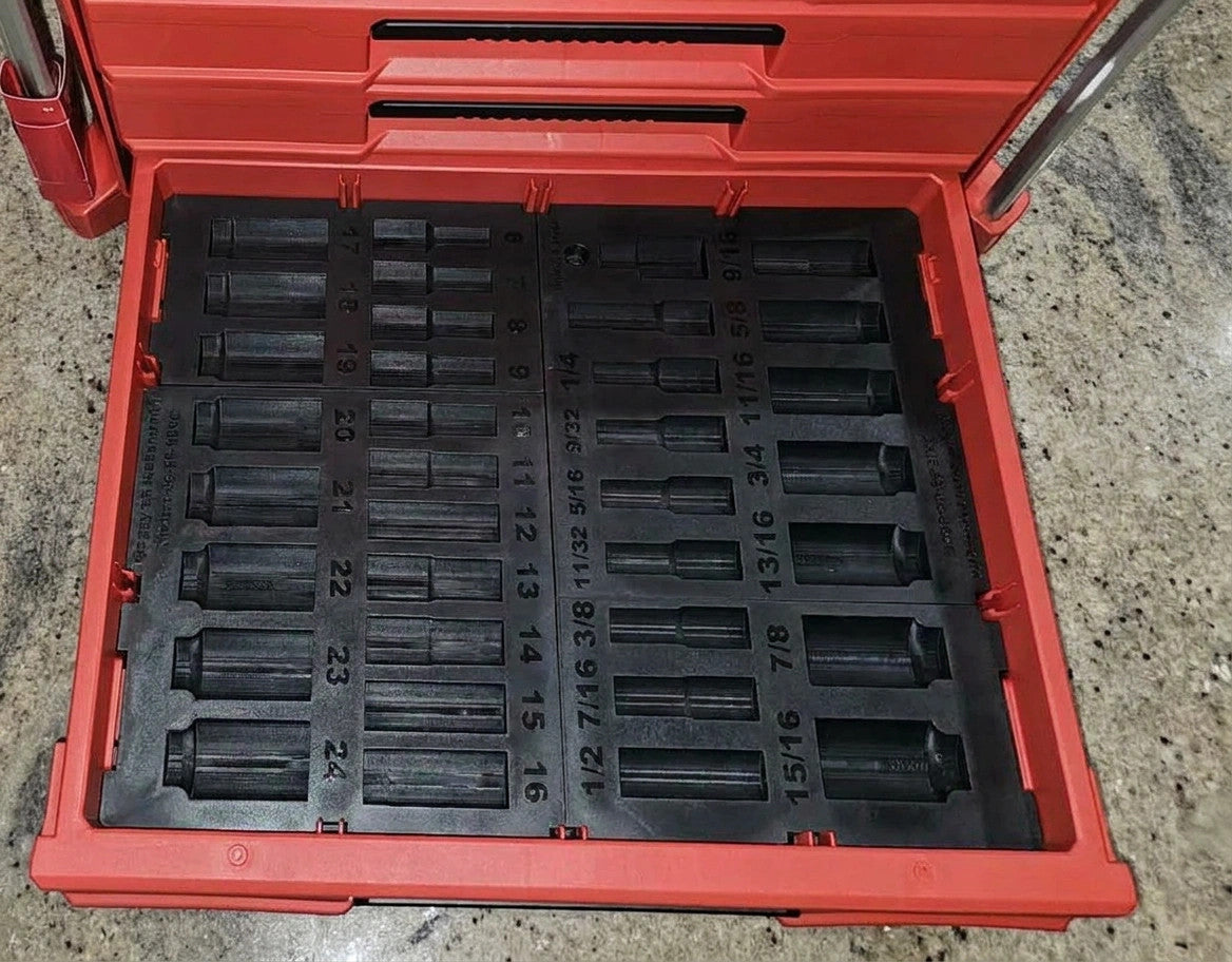 Fits Milwaukee 49-66-6805 36pc Socket Set PACKOUT Drawer Insert (Insert Only)