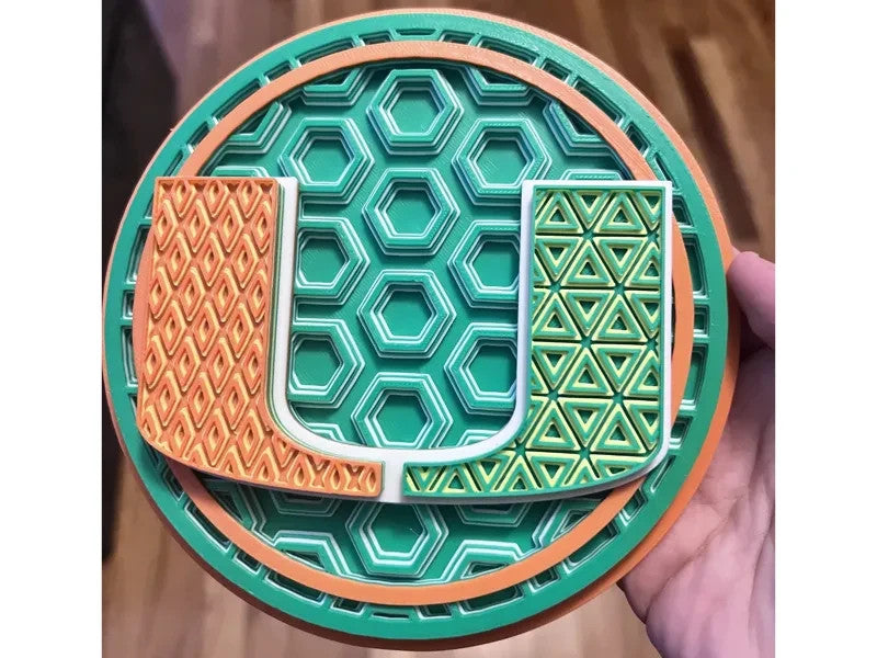 Miami Hurricanes Wall Art Or Display 3D printed Dimensional Mosaic
