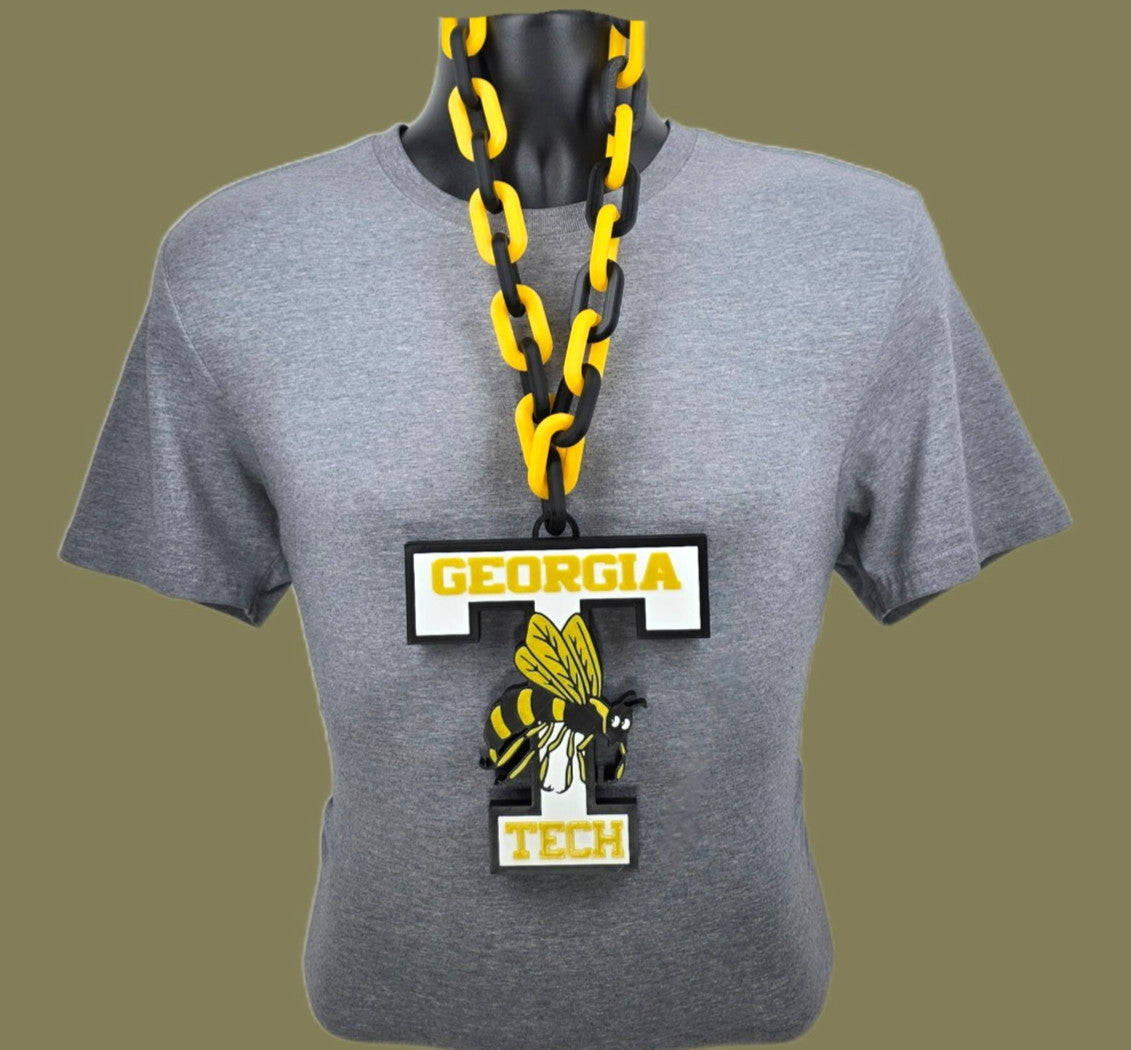 Georgia Tech Yellow Jackets Retro Fan Chain NCAA Big Logo Oversized Necklace #2