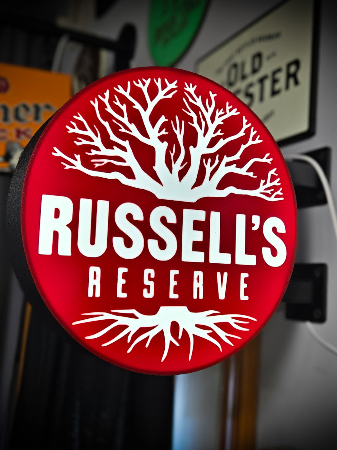 RUSSELL'S RESERVE 12 Inch Light Box LED Sign 3D Printed Wall Decor Man Cave