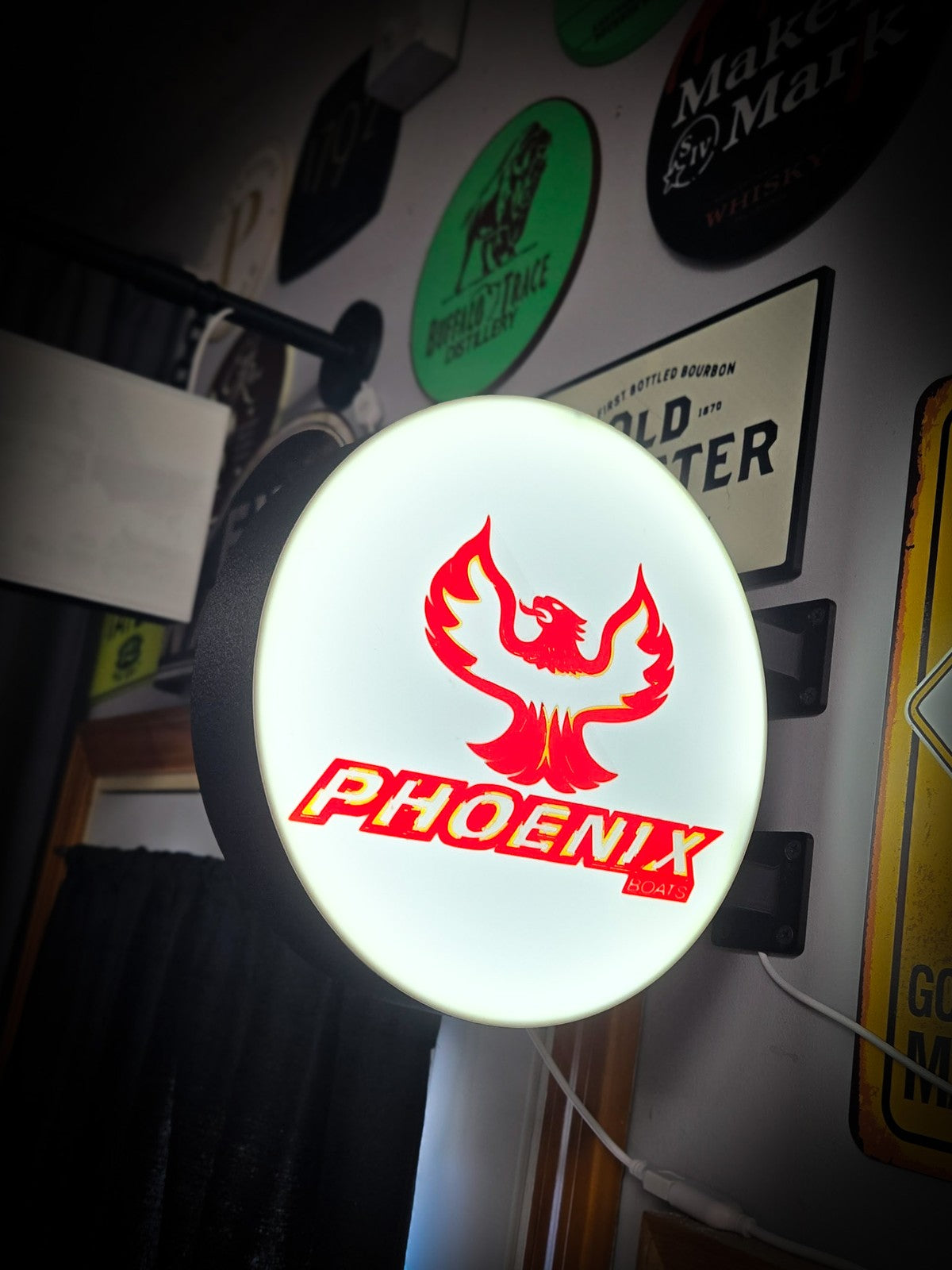 PHOENIX BOATS 12 Inch Light Box LED Sign 3D Printed Wall Decor Man Cave Garage
