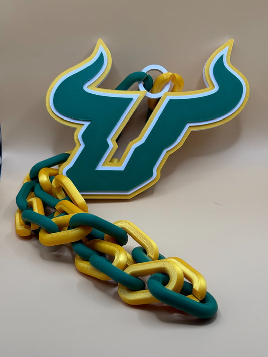 South Florida Bulls Logo Necklace Oversized Turnover Chain HandMade 3D Printed